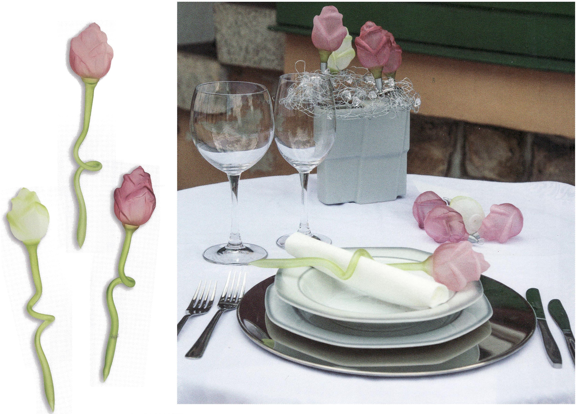 Thüringer Glasdesign Glasblume »rosa Rose«, mundgeblasene und handdekorierte Tischdeko, Serviettenring, Glas-Rose