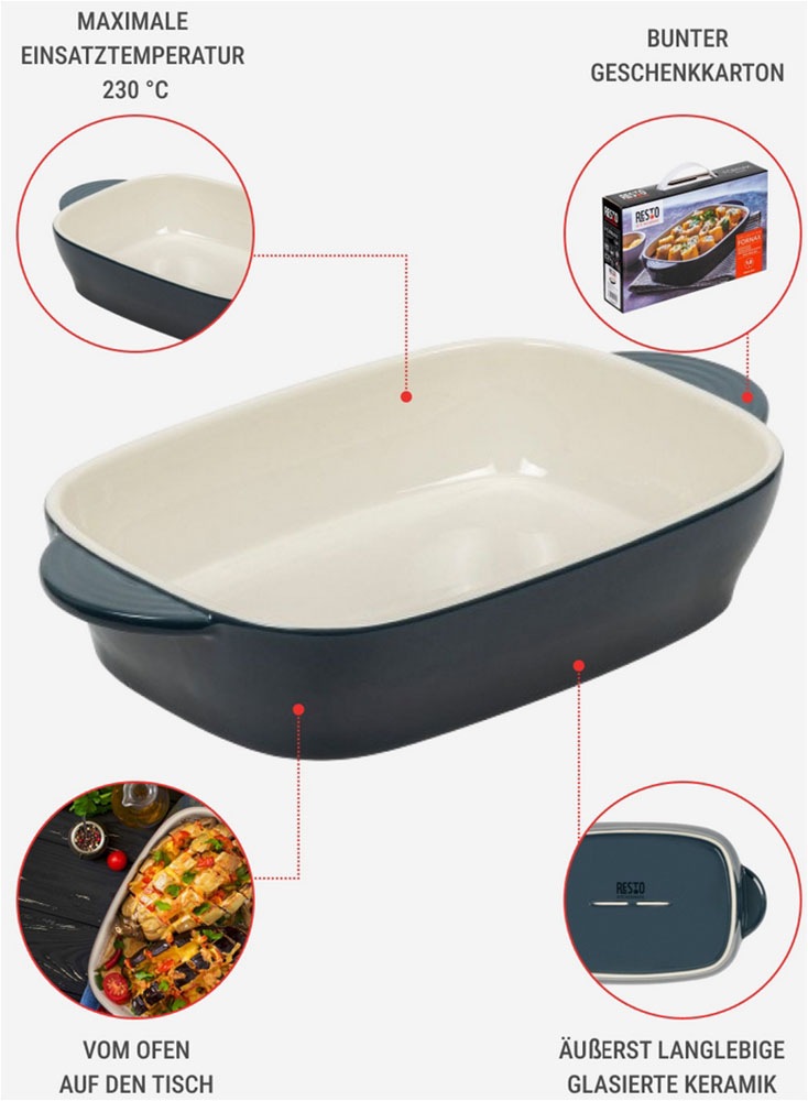RESTO Kitchenware Backform »Fornax, Auflaufform, Lasagneform, Ofenform, spülmaschinengeeignet« rechteckig, für Kuchen, Lasagne, Brownie