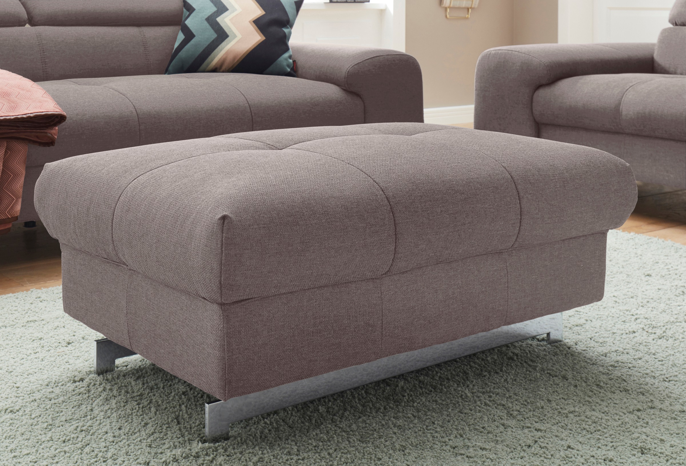 COTTA Polstergarnitur »Chef L-Form«, (Set, 2 tlg.), Set bestehend aus: Ecksofa mit Kopfteilverstellung & Hocker