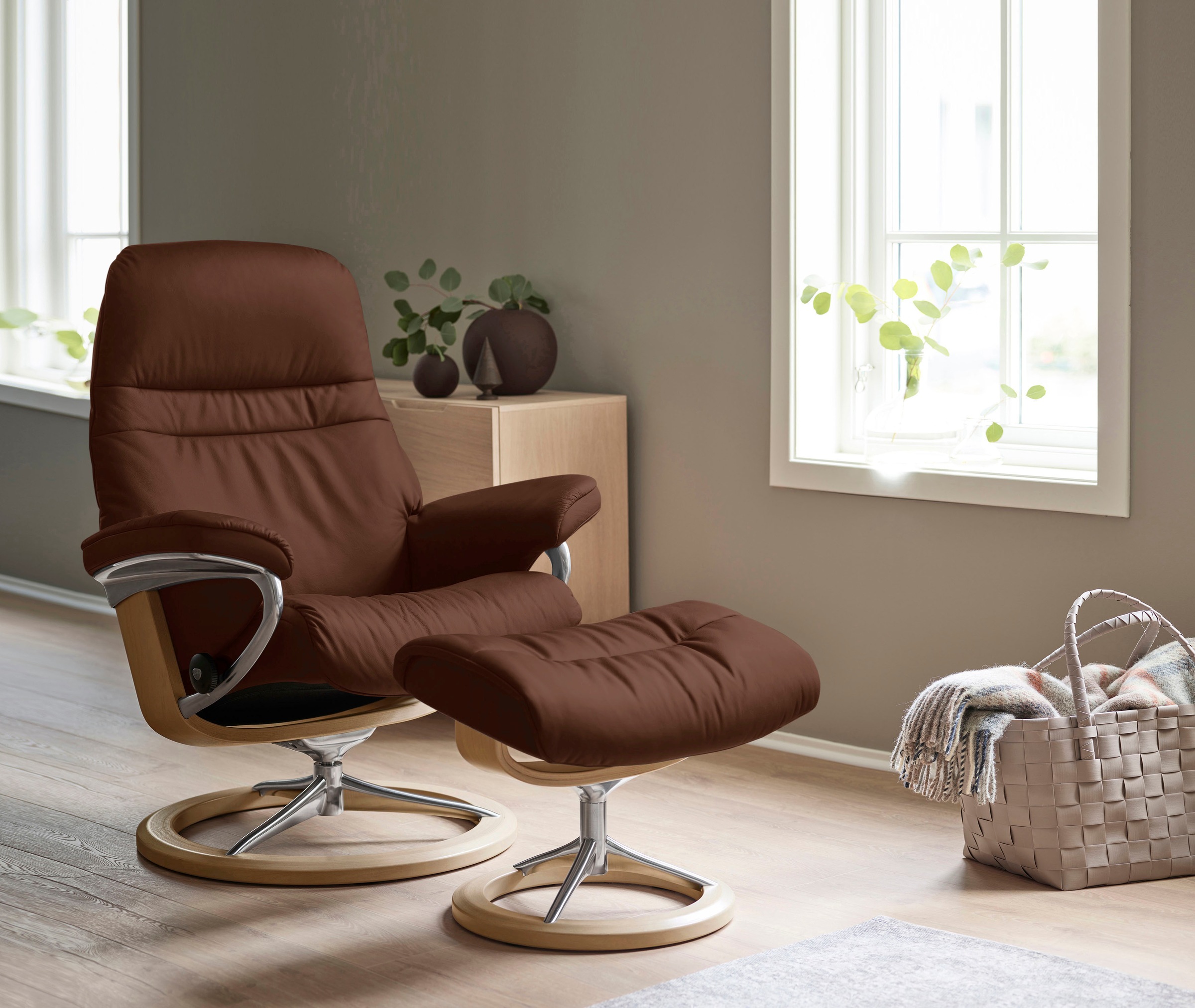 Stressless® Relaxsessel »Sunrise« Relaxsessel mit Hocker, mit Signature Bas günstig online kaufen