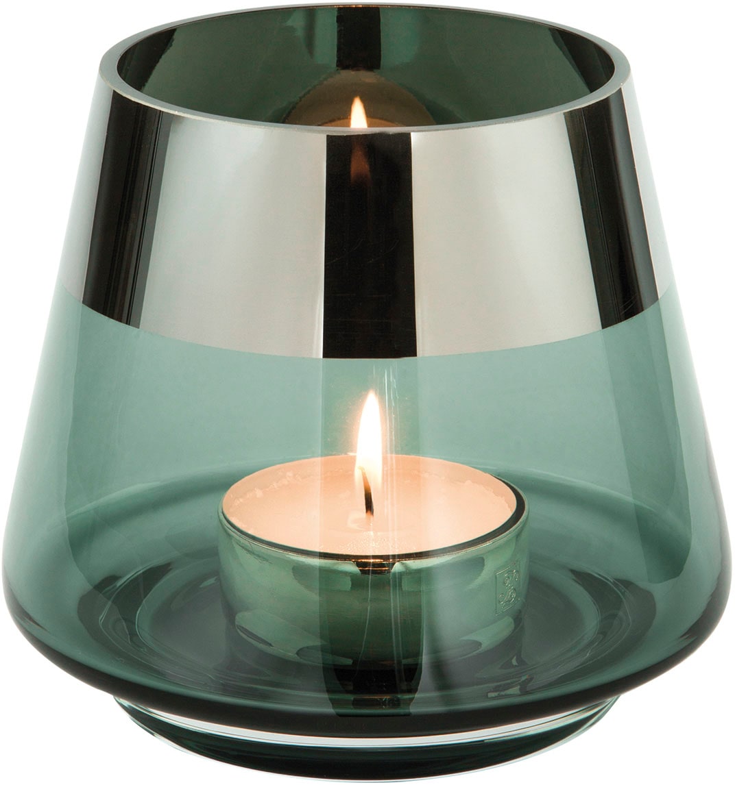 Fink Teelichthalter »JONA«, (1 foliertem St.), aus silberfarbenem online Glas, Kerzenhalter bestellen Rand mundgeblasen, mit