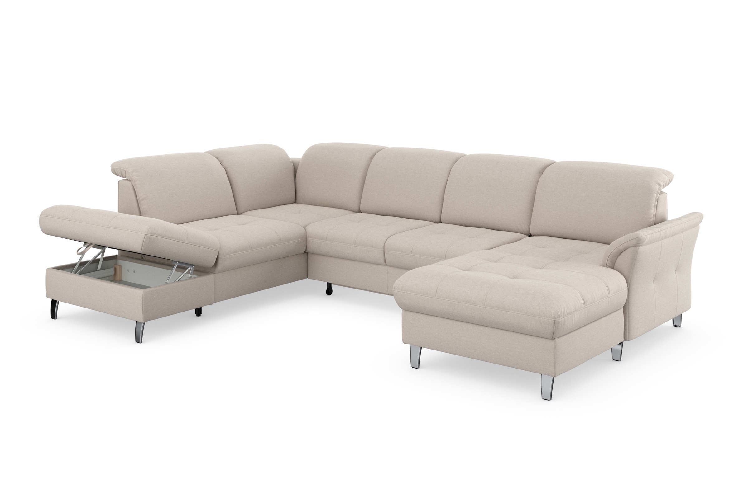sit&more Wohnlandschaft »Maggiore U-Form«, wahlweise mit Kopfteilverstellung, Bettfunktion und Stauraum