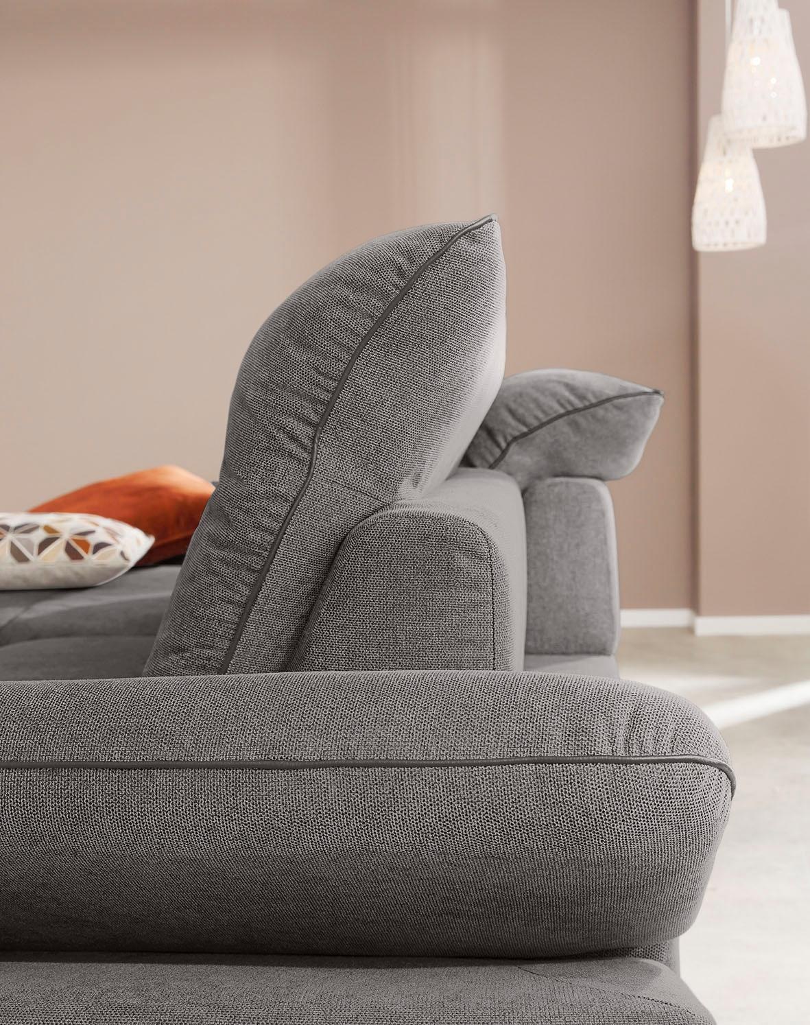 W.SCHILLIG Ecksofa »enjoy&MORE, Designsofa, elegant und bequem, L-Form«, Sitztiefenverstellung, Füße bronze pulverbeschichtet, Breite 294 cm