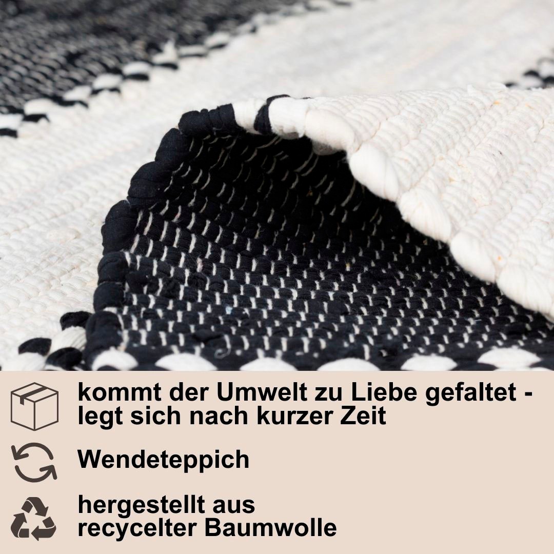 3. Bild von Myflair Möbel & Accessoires Teppich »Karim«, rechteckig, Handweb Teppich, gestreift, 90% Baumwolle, handgewebt, mit Fransen