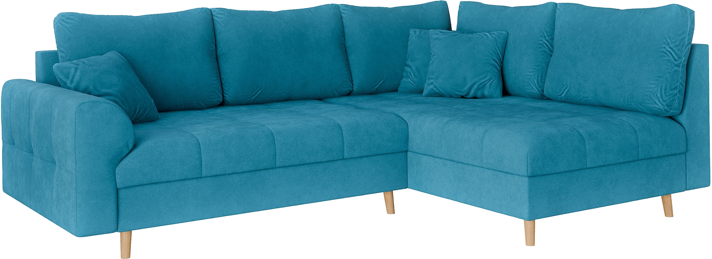 Home affaire Ecksofa »CHARRE L-Form mit Ottomane, Maße B/T/H: 231/161/81 cm«, feine Steppung, lose Rücken- und Zierkissen, auch in Cord und Bouclé