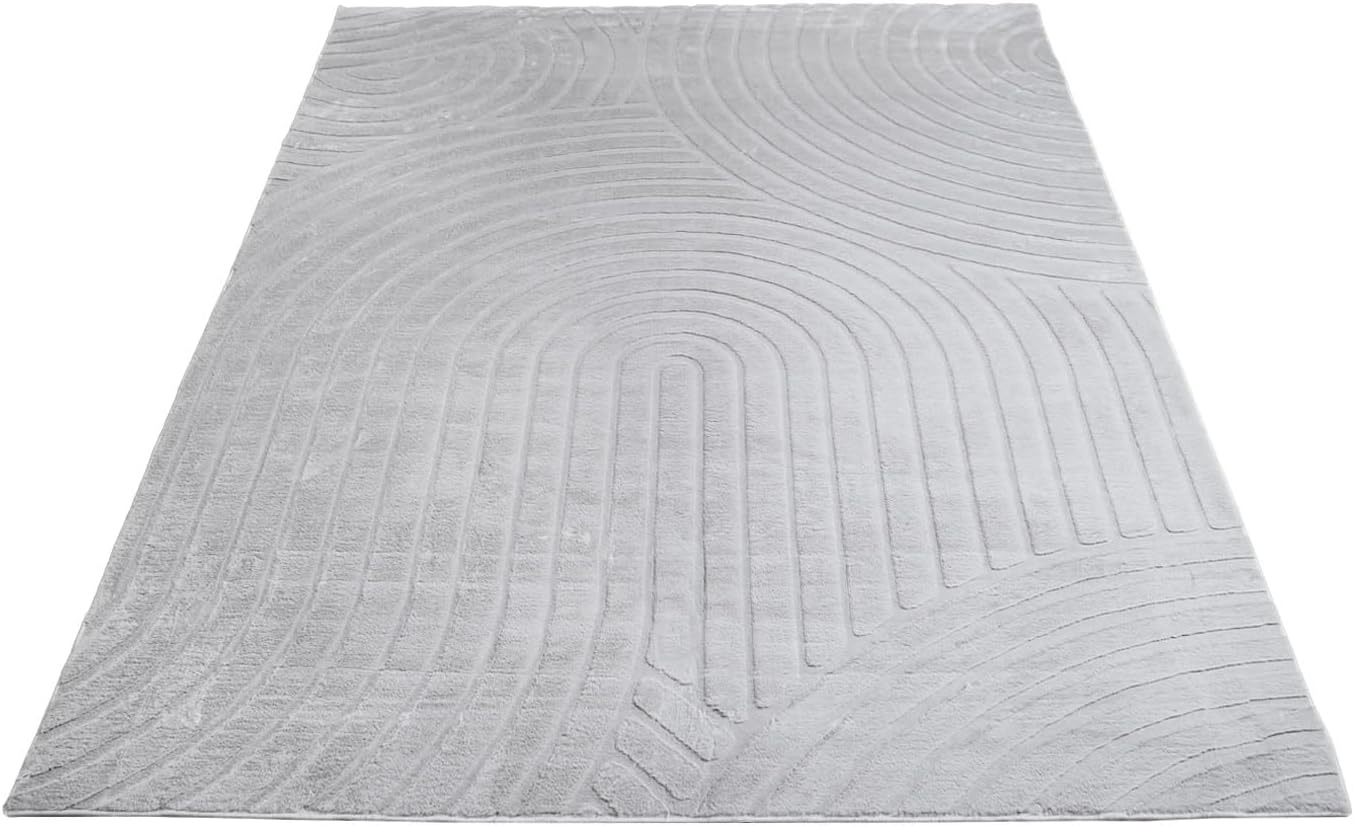 Carpet City Teppich »WAVES 501« rechteckig 12 mm Höhe Kurzflor, Hochtief-Muster/ 3D-Effekt, Uni, Wohnzimmer, Schlafzimmer