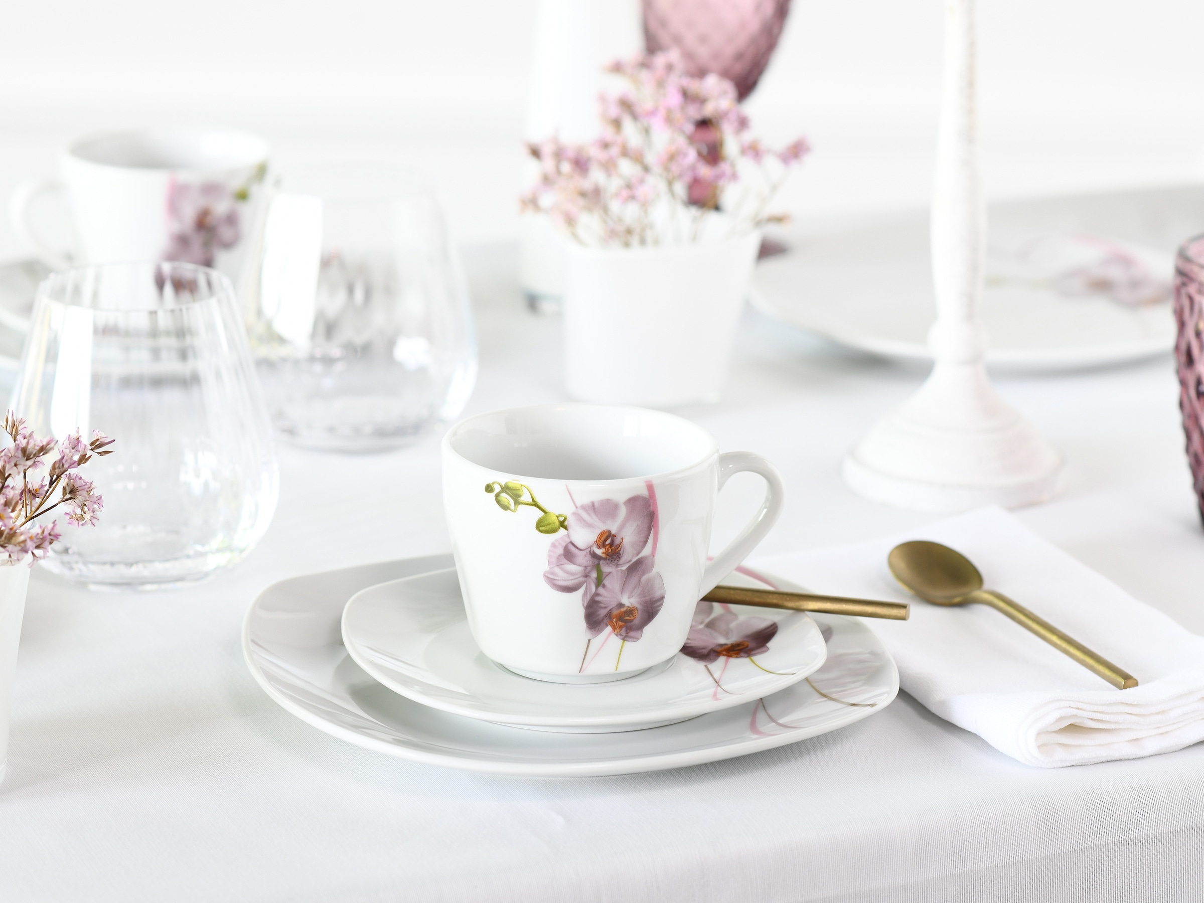 CreaTable Kombiservice »Square Orchidee, Kombi-Service 30-tlg«, (Set, 30 tlg.), Fotorealistische Darstellung