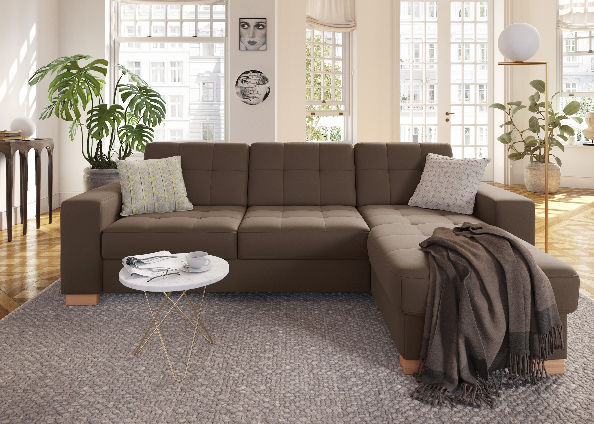 sit&more Ecksofa »Quincy L-Form«, wahlweise mit Bettfunktion und Bettkasten
