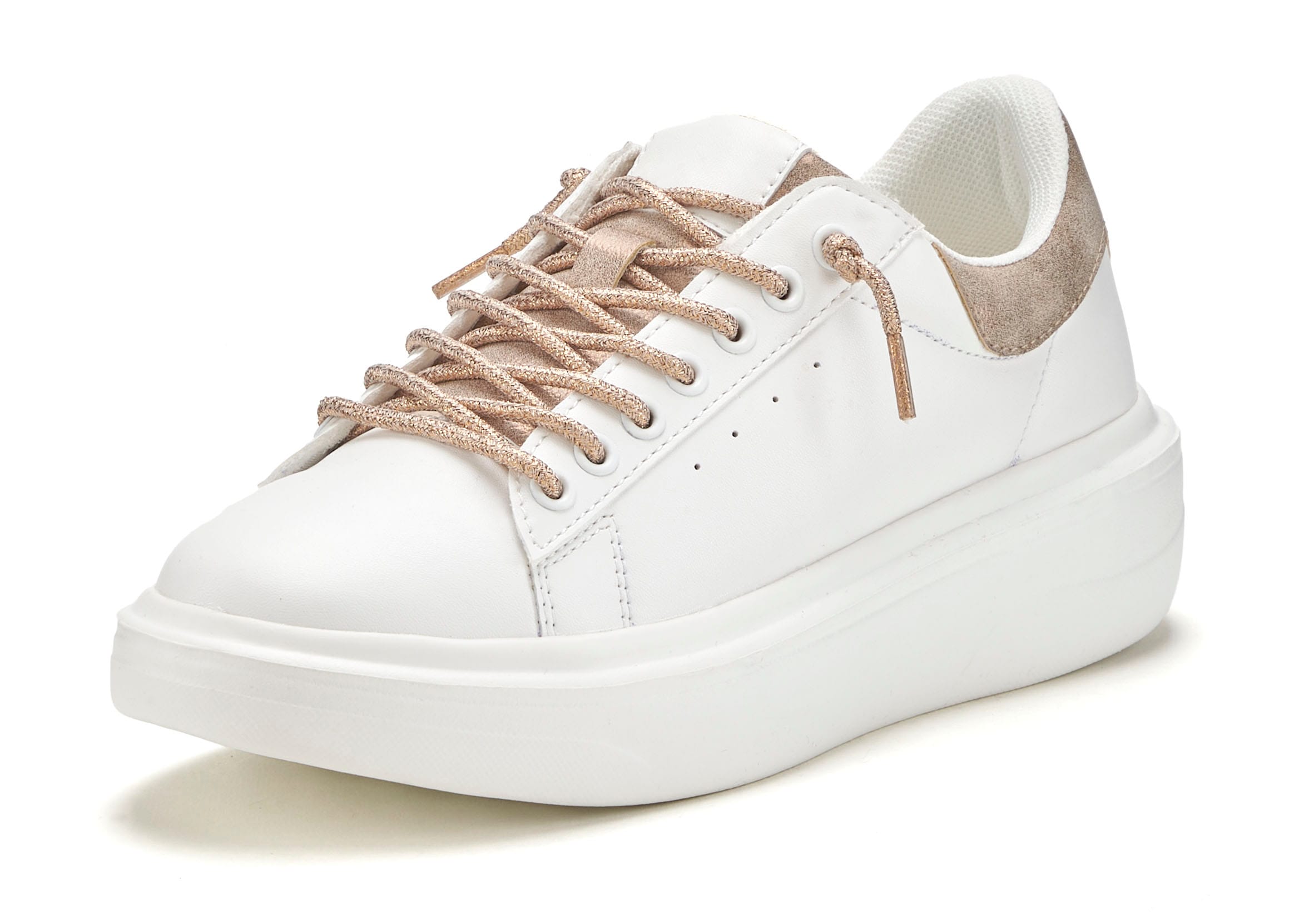LASCANA Sneaker »Freizeitschuhe,«, mit Metallicdetails und elastischen Schnürbändern VEGAN