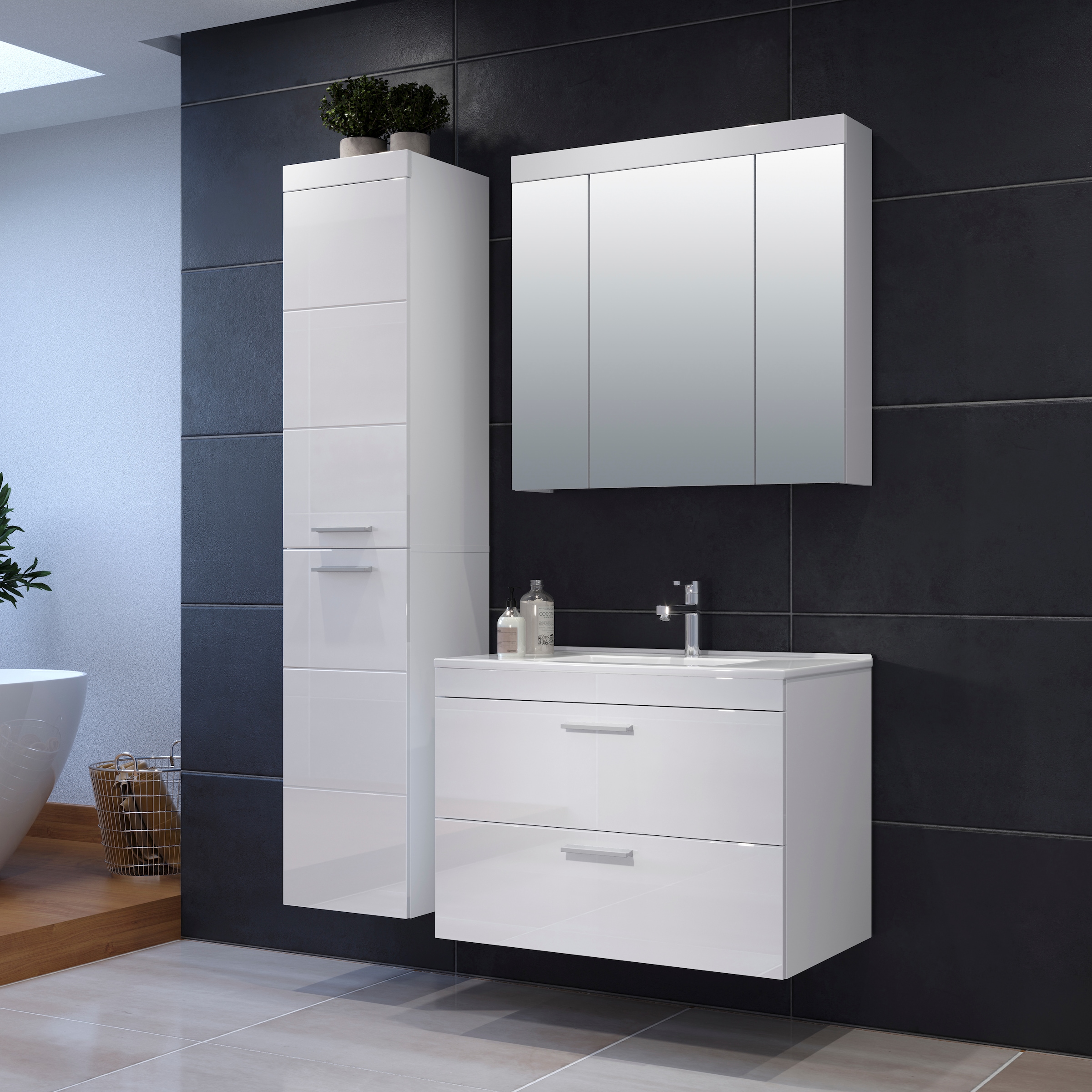 welltime Badezimmer-Set »Dormoletto«, (4 St.), Badmöbel-Set: Hochschrank, S günstig online kaufen