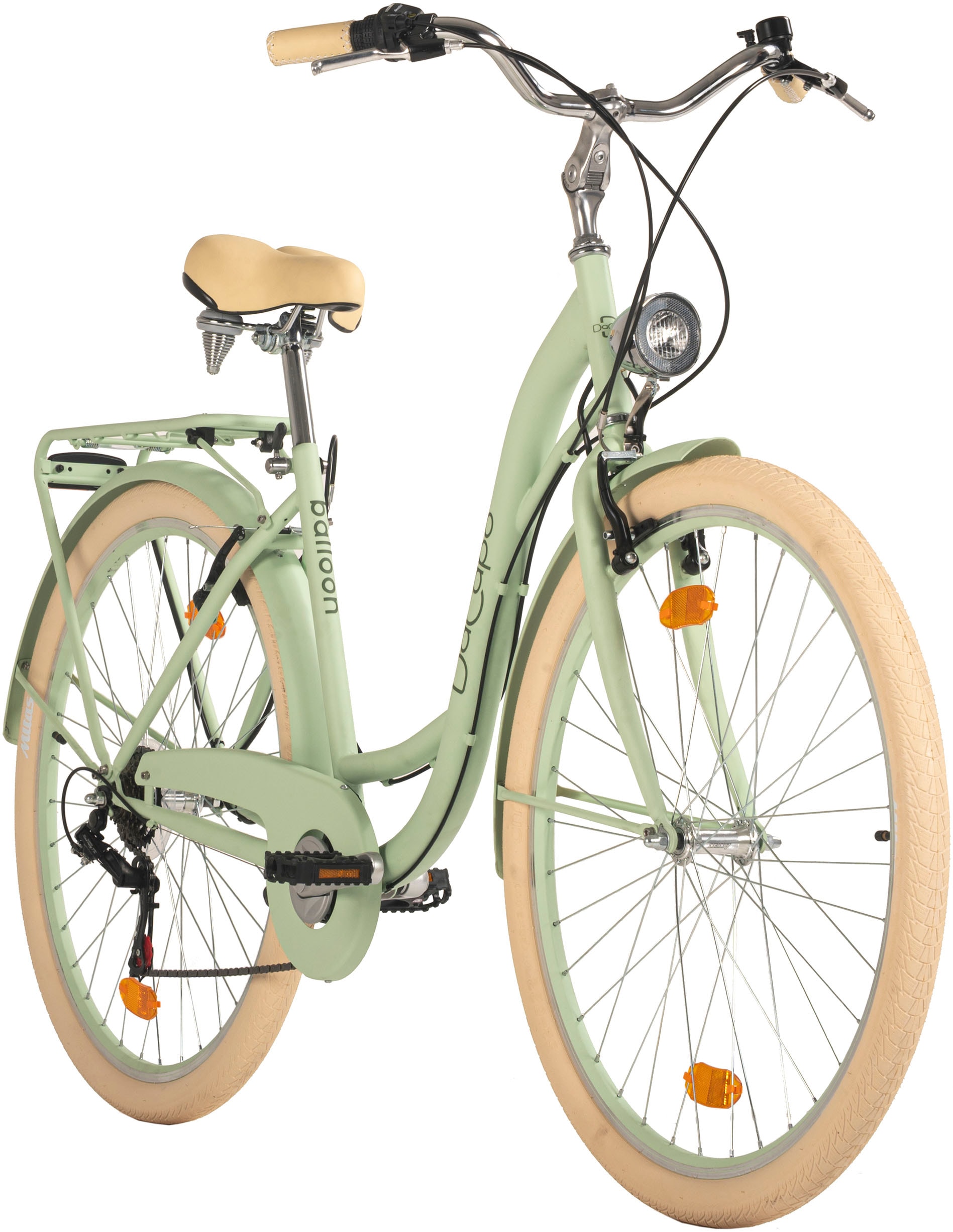 Dacapo Cityrad »Balloon Damenrad 28'' grün 6 Gänge 48 cm«, 6 Gang, Shimano, Tourney Schaltwerk, Kettenschaltung