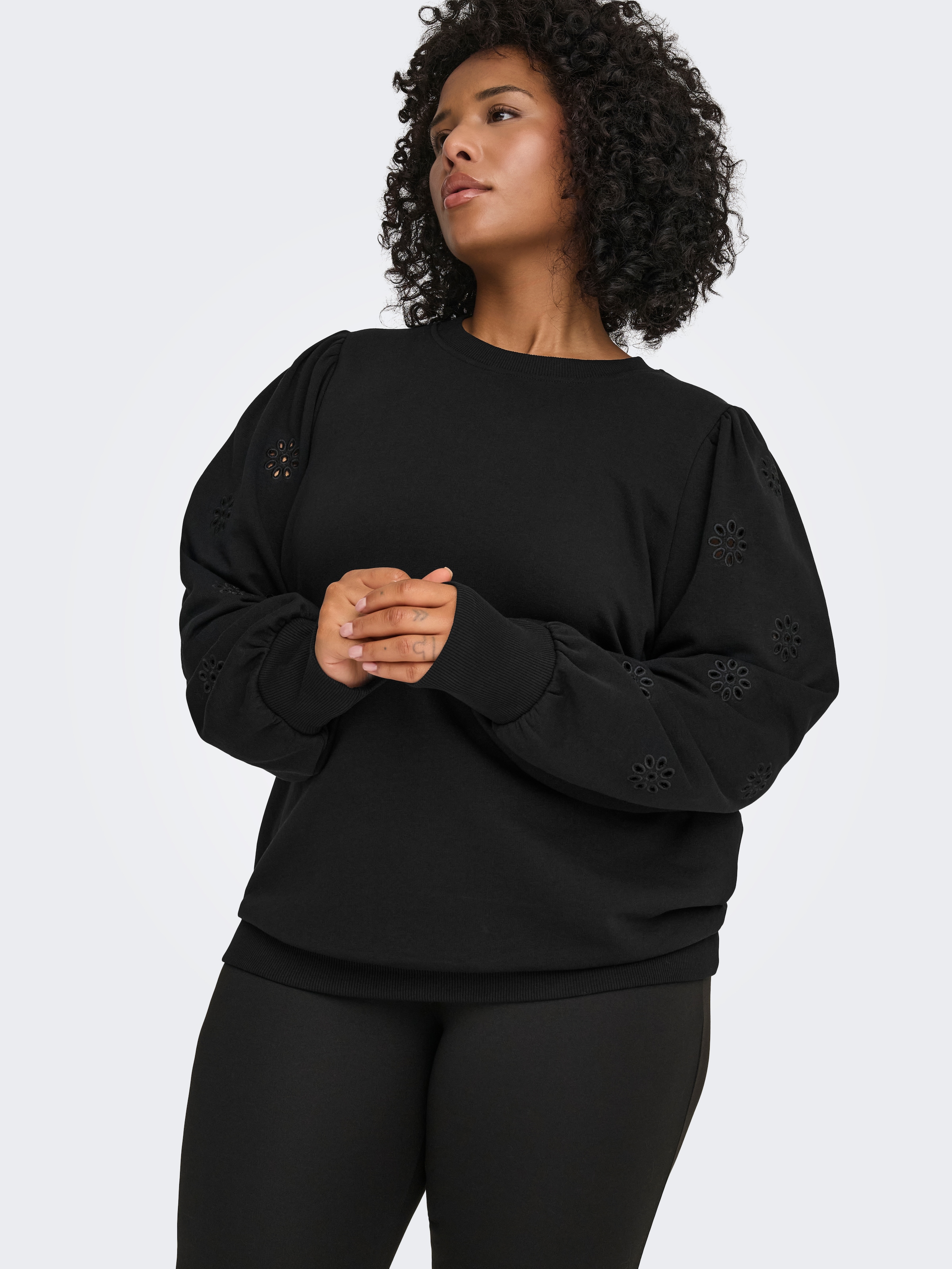 ONLY CARMAKOMA Sweatshirt »CARFEMME L/S PUFF EMBROIDERY UB SWT NOOS«, Baumwollmischung, regular fit
