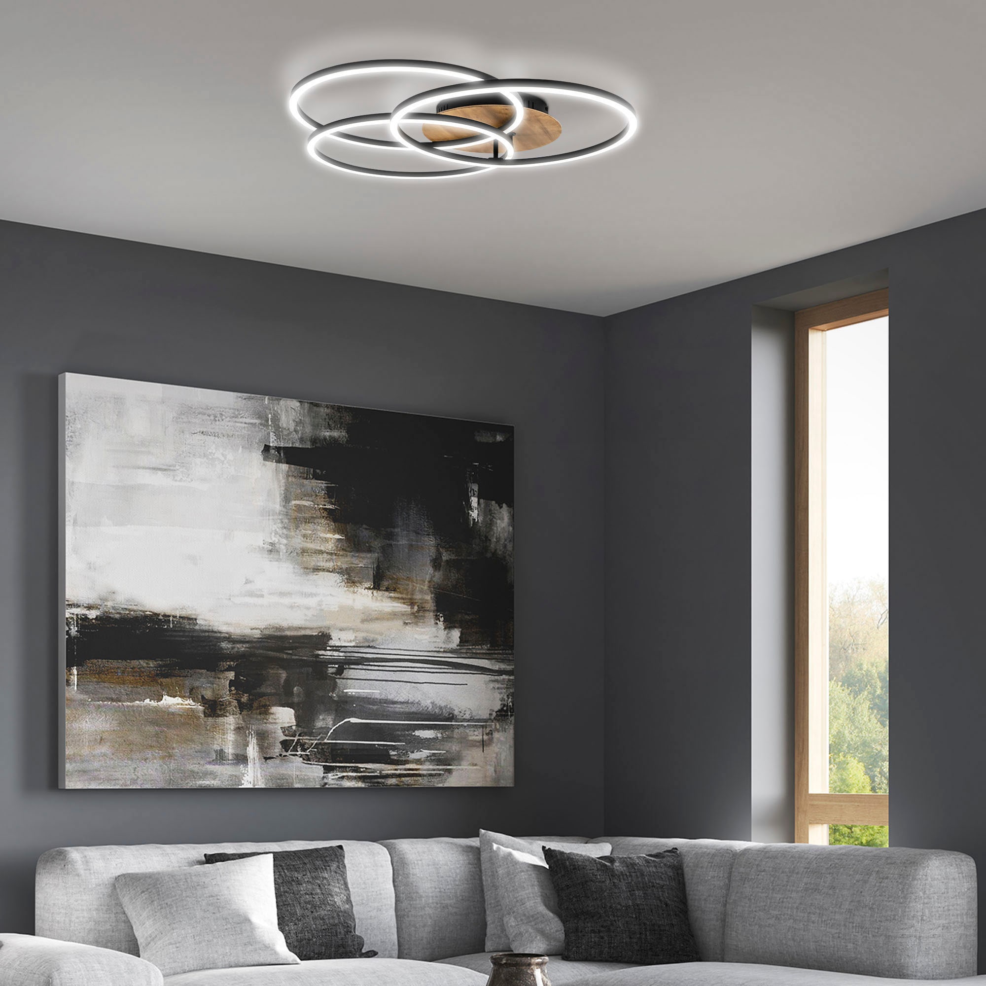 B.K.Licht LED Deckenleuchte, inkl. LED  40 Watt, 4.400lm, 3000K-6500K dimmbar, inkl. Fernbedienung, inkl. Nachtlicht
