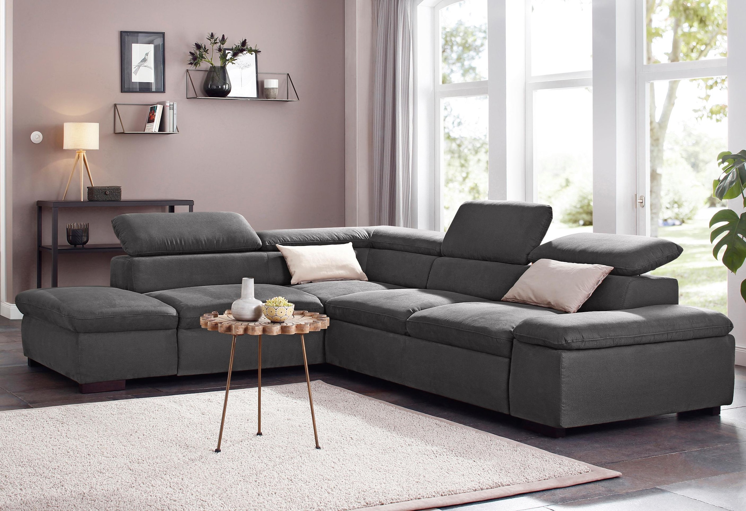 Home affaire Ecksofa »Alberto L-Form«, mit Kopfteilverstellung, wahlweise mit Bettfunktion