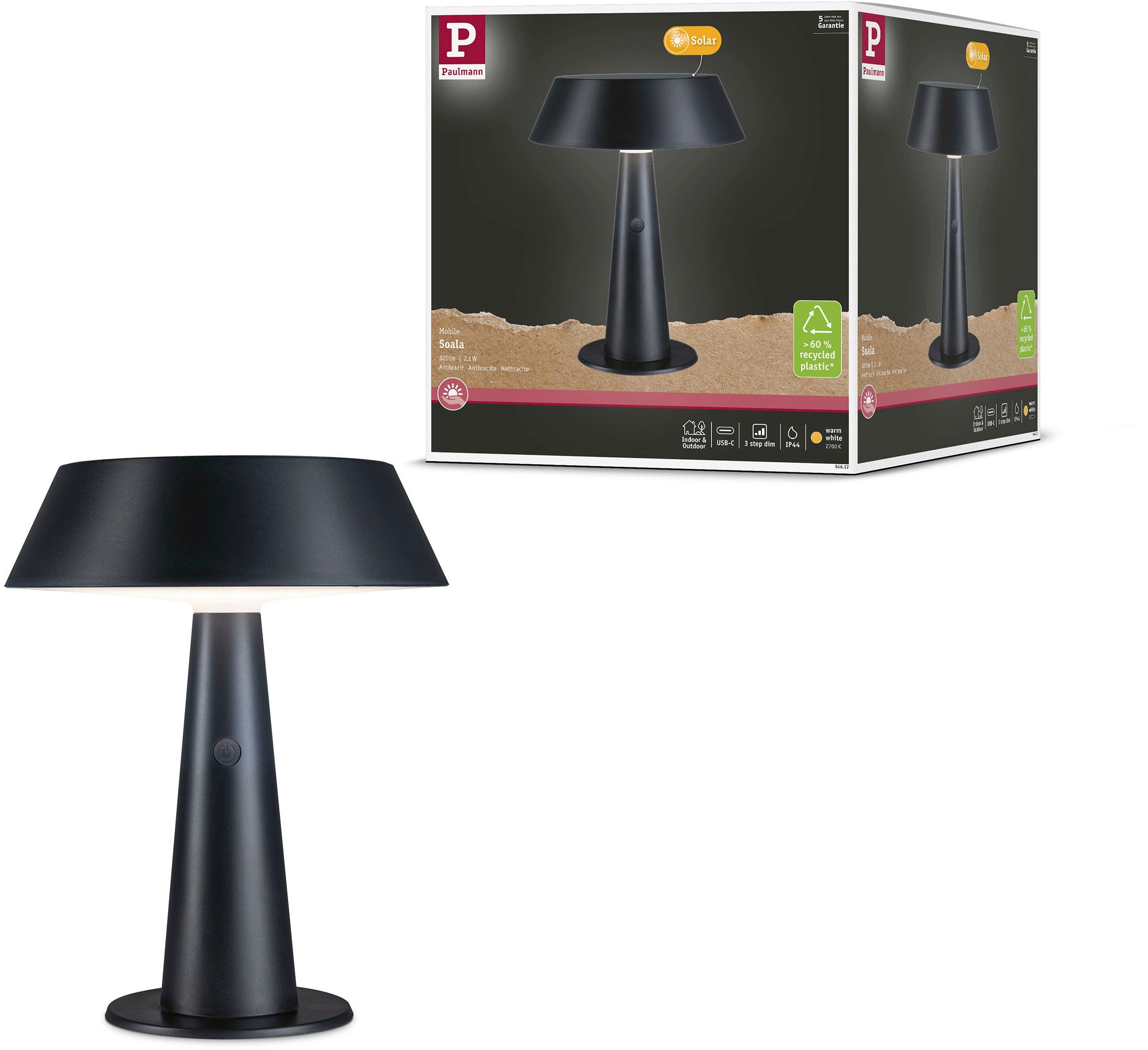 Paulmann LED Tischleuchte »Solar LED Tischleuchte Soala 2700K 165lm 2,1W An günstig online kaufen