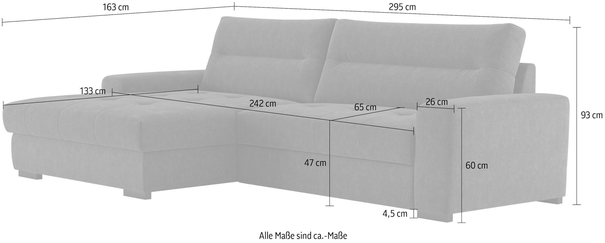 COTTA Ecksofa »Cappa L-Form«, wahlweise mit Bettfunktion & Bettkasten