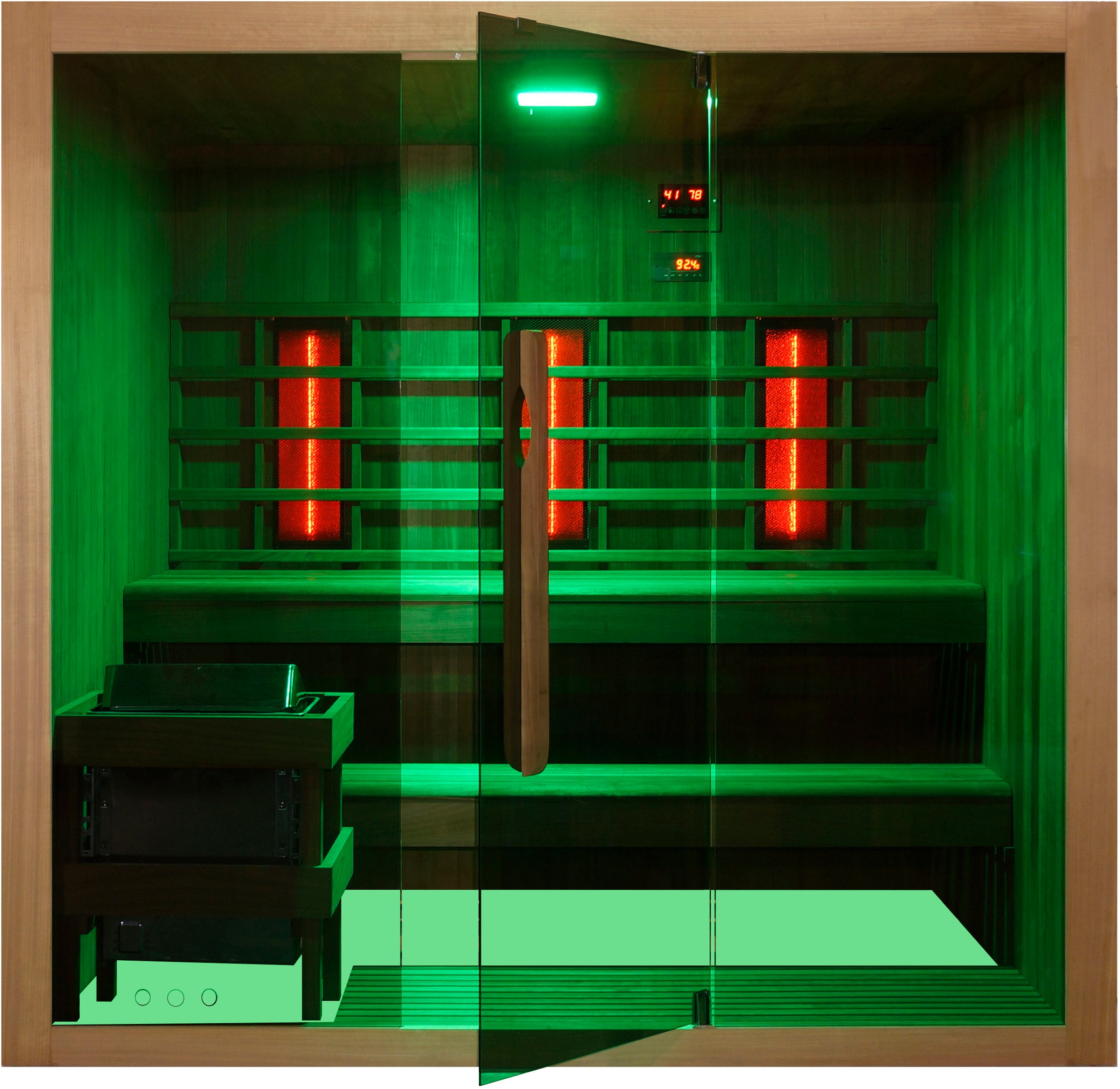 Sanotechnik Sauna »»KOTKA« mit Infrarotkabine«, geeignet für 5 Personen, Espenholz