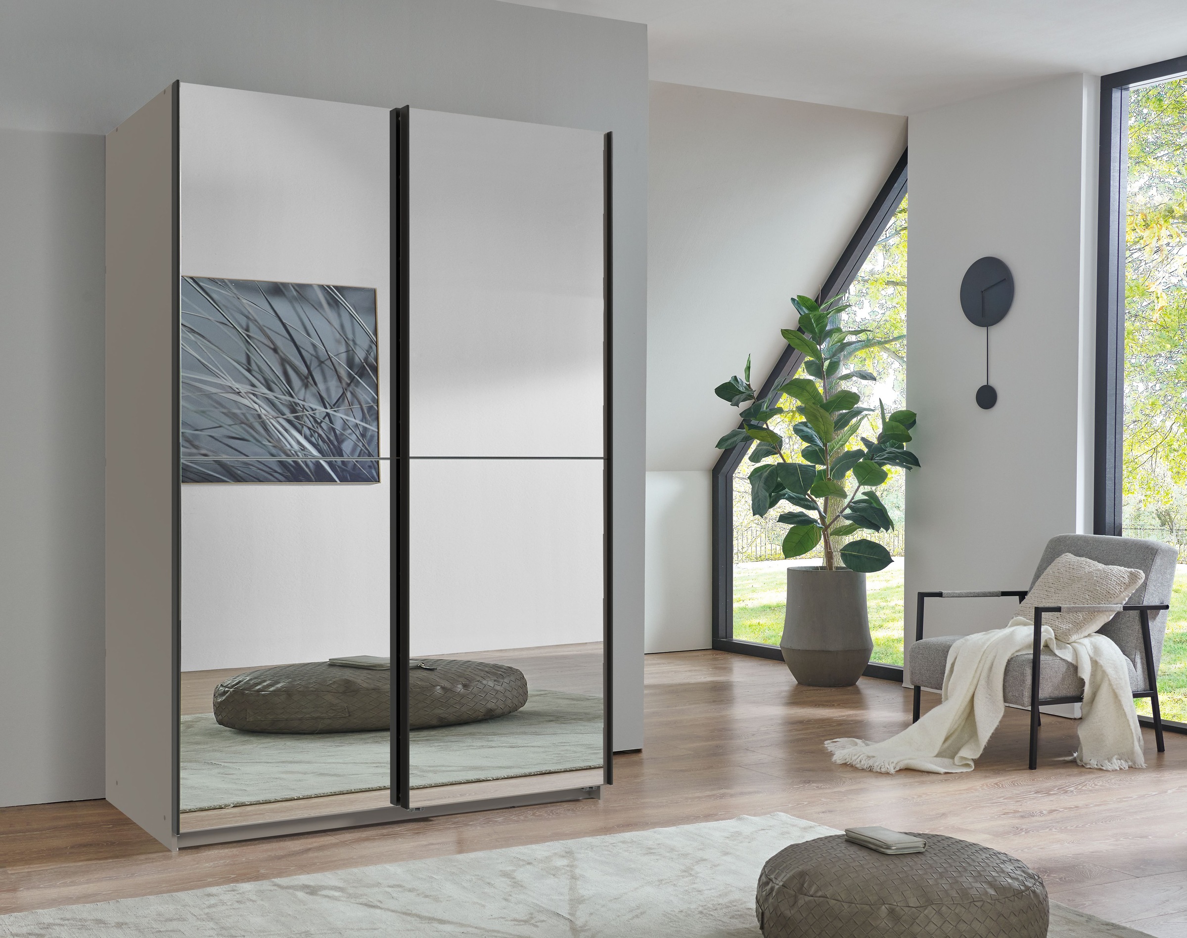 Wimex Kleiderschrank »Mugano, B/T/H 135 oder 180/65/198cm, Made in Germany«, (wähle Deine Ausstattung: Basic oder Premium!), 2 Schwebetüren mit oder ohne Spiegel, Metallgriffe