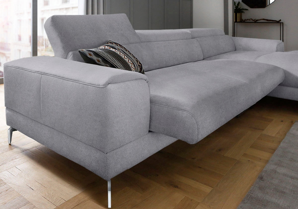 W.SCHILLIG Ecksofa »piedroo, Designsofa mit tollem Sitzkomfort, elegant und bequem, L-Form«, Kopfteilverstellung, wahlweise mit Sitztiefenverstellung, Breite 343cm