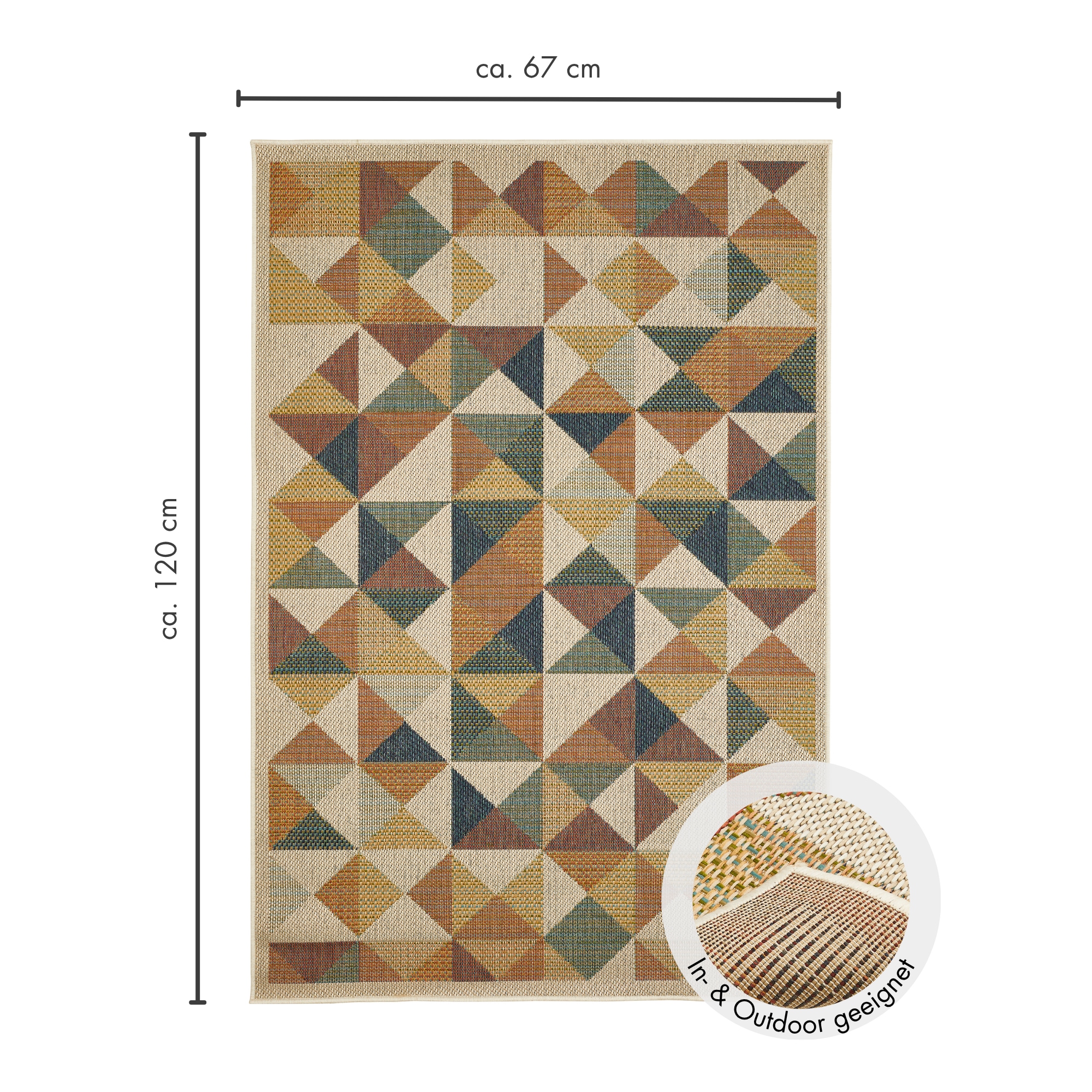 Andiamo Teppich »Sedona Dreieck« rechteckig 6 mm Höhe Flachgewebe, modernes Design, In- und Outdoor geeignet