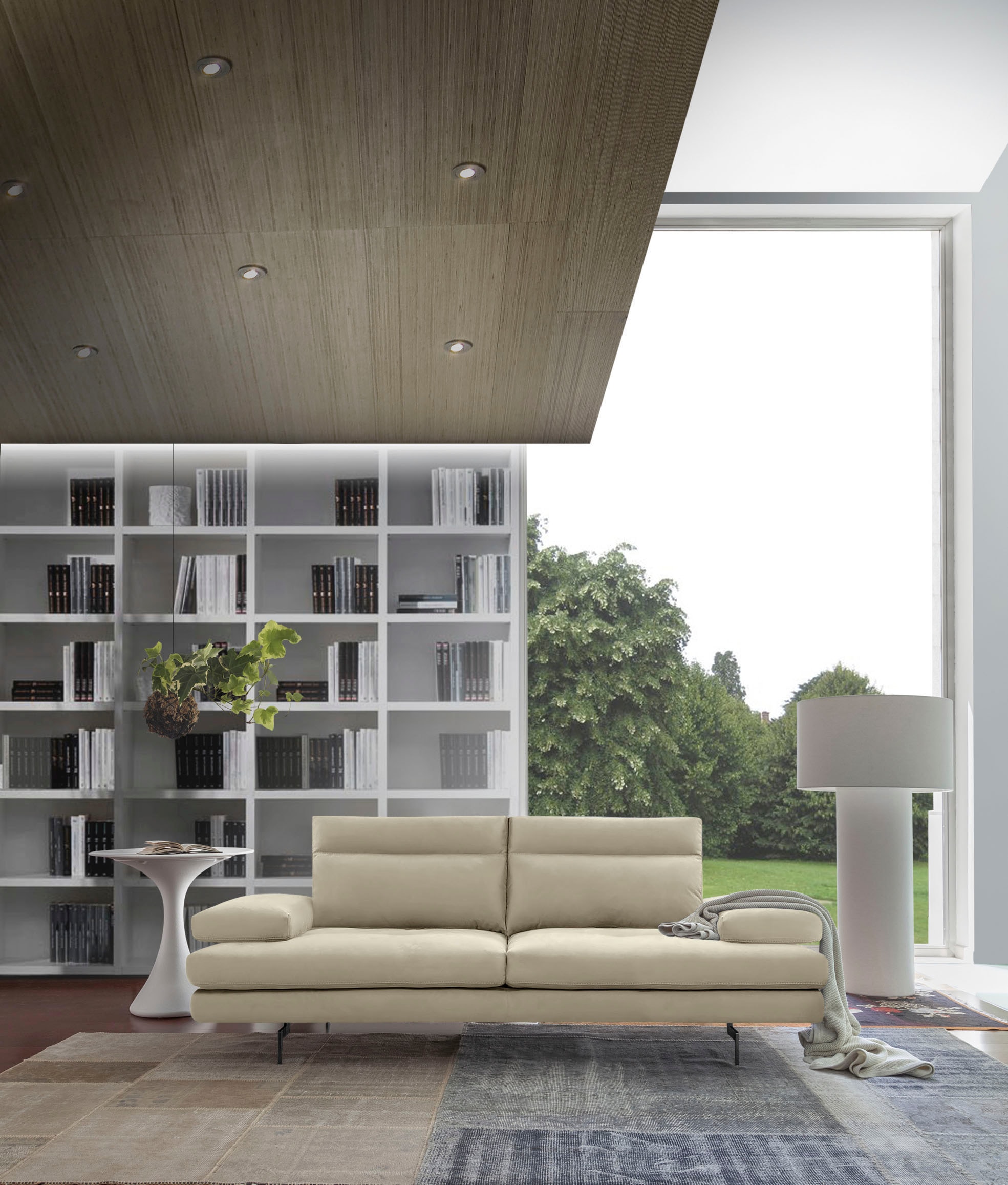 CALIA ITALIA 3,5-Sitzer »Toby Wing, italienisches Designsofa, super bequem, Megasofa«, inkl. Sitztiefenverstellung und Armteilfunktion, Füße in Schwarz matt