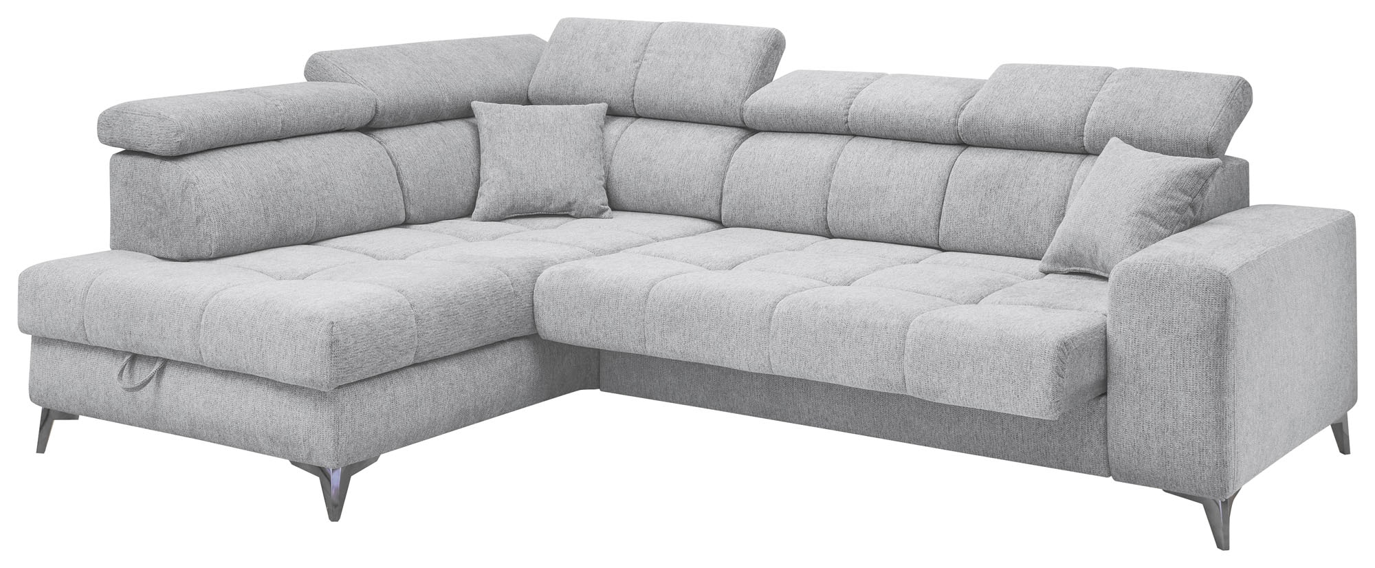 ED EXCITING DESIGN Ecksofa »Sydney L-Form mit Bettfunktion, Bettkasten, Kopfteilverstellung«, motorischer Sitztiefenverstellung, USB-Port & 2 Zierkissen
