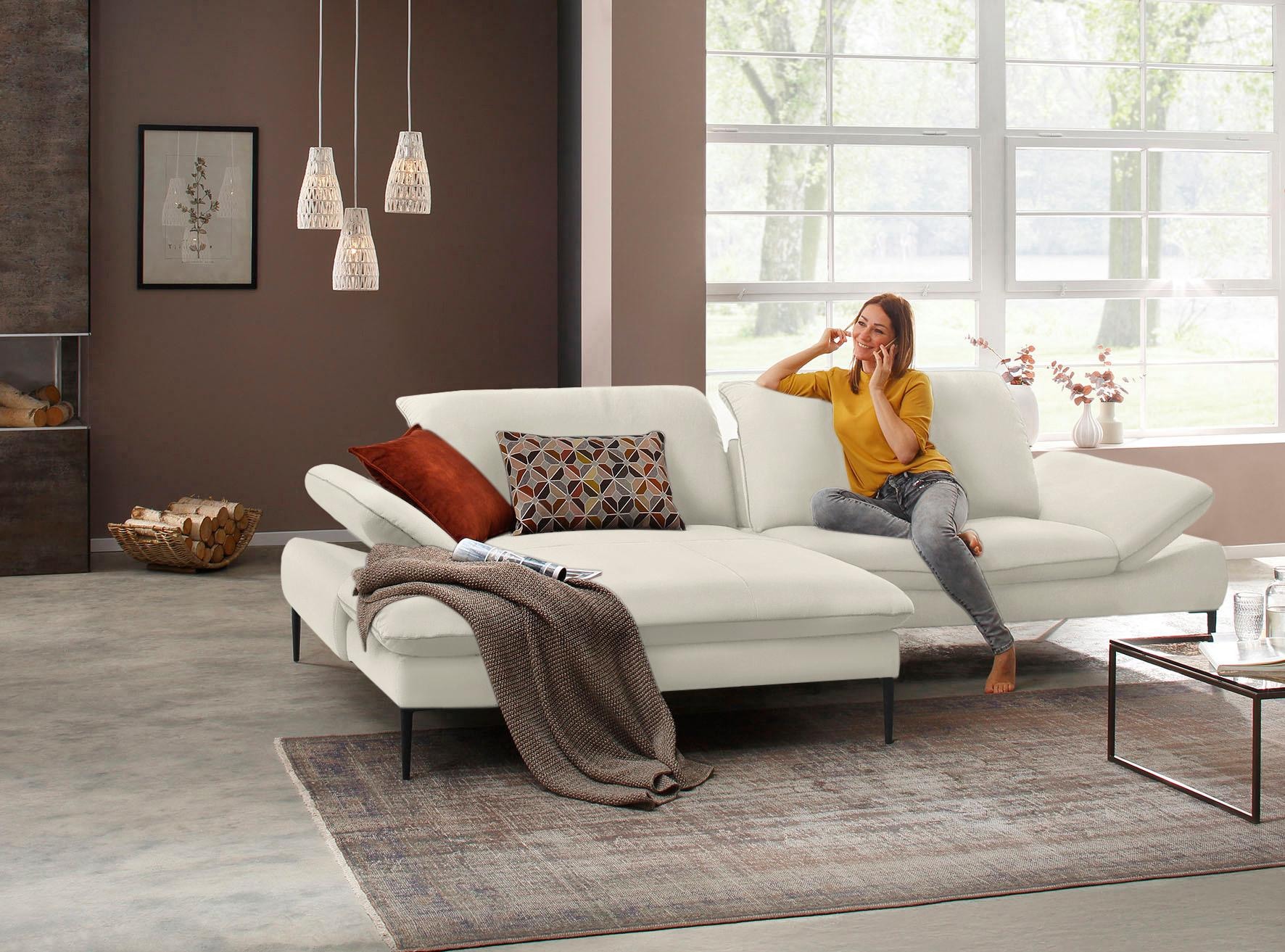 W.SCHILLIG Ecksofa »enjoy&MORE, Designsofa, elegant und bequem, L-Form«, Sitztiefenverstellung, Füße schwarz pulverbeschichtet, Breite 294 cm