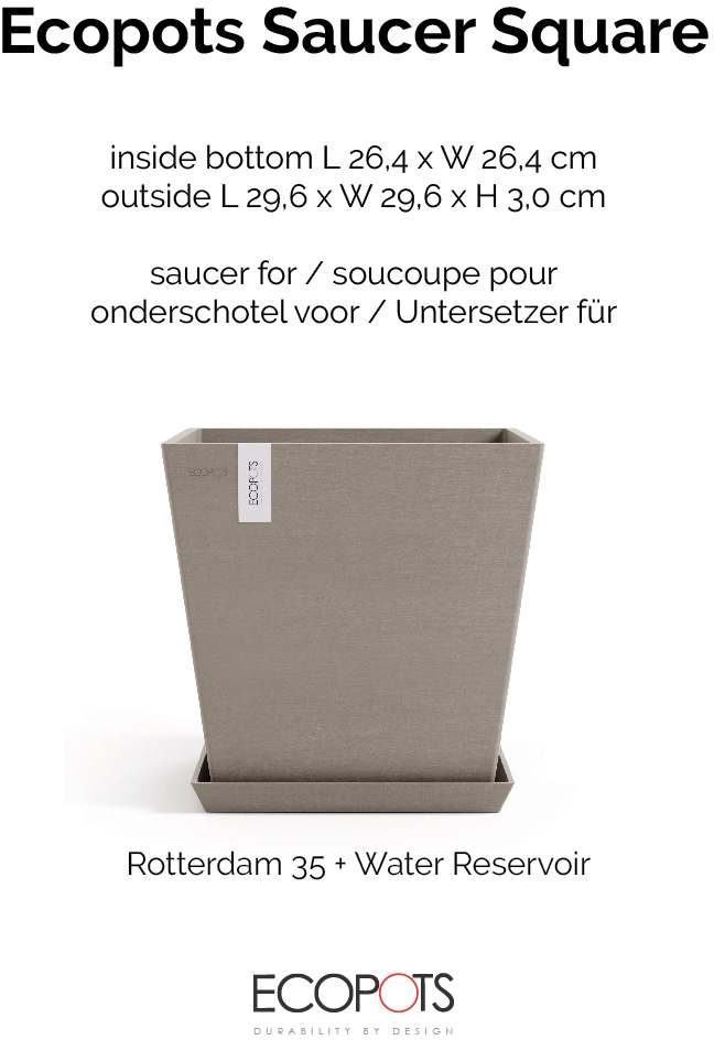ECOPOTS Topfuntersetzer »Quadratisch 35 Taupe«, für innen und außen: frostsicher, bruchsicher und lichtbeständig