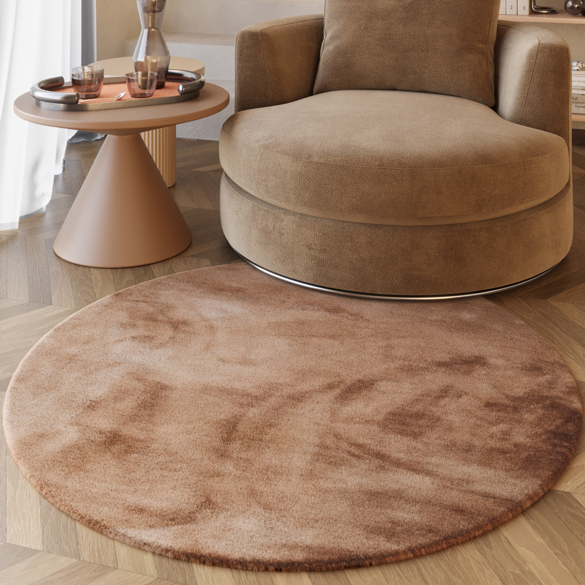 Esprit Hochflor-Teppich »Alice ESP-4377 Kunstfell«, rund, 25 mm Höhe, Kanin günstig online kaufen