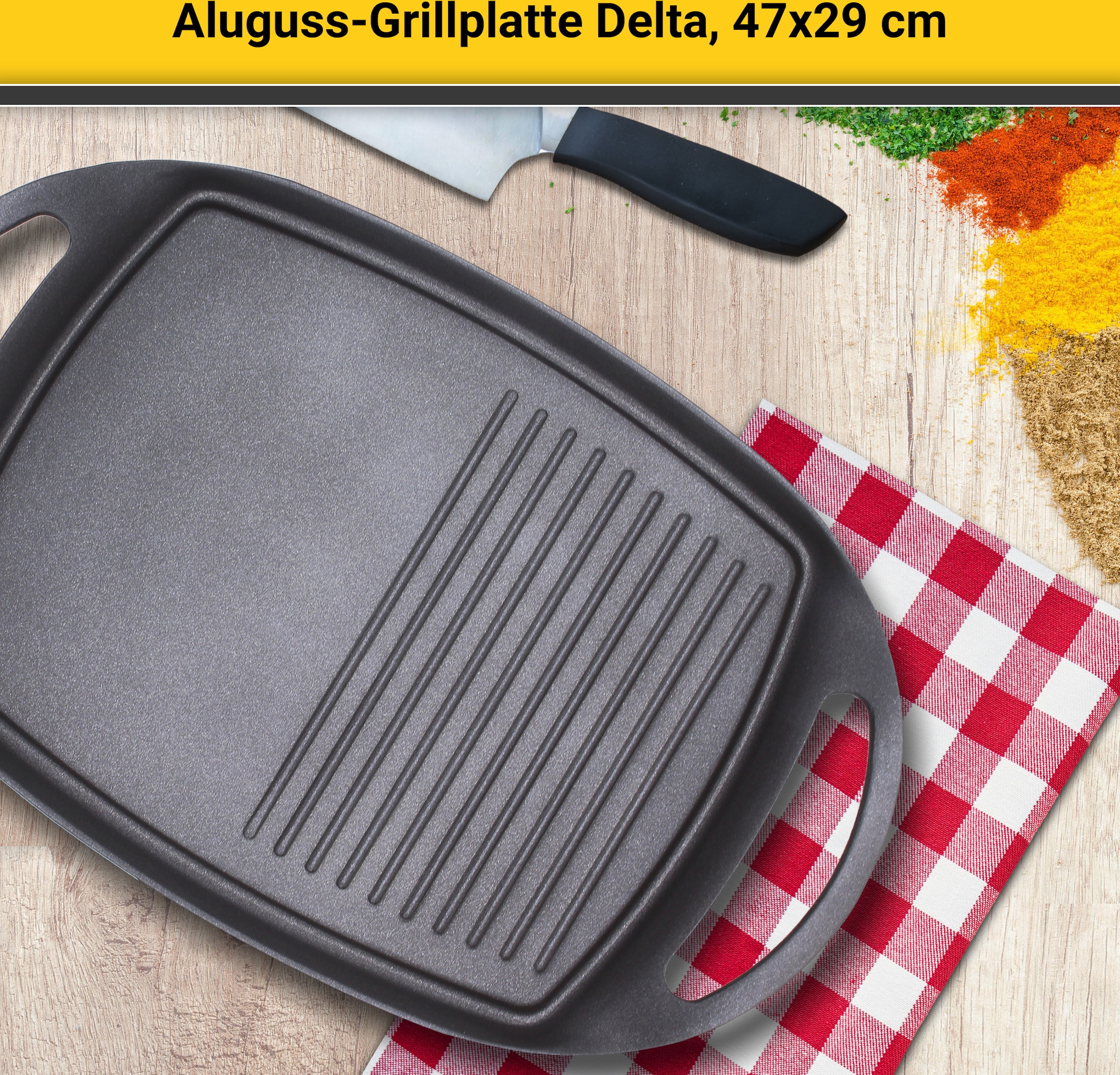 Krüger Grillplatte »Delta«, (1 St.), aus Aluminiumguss, für Induktions-Koch günstig online kaufen