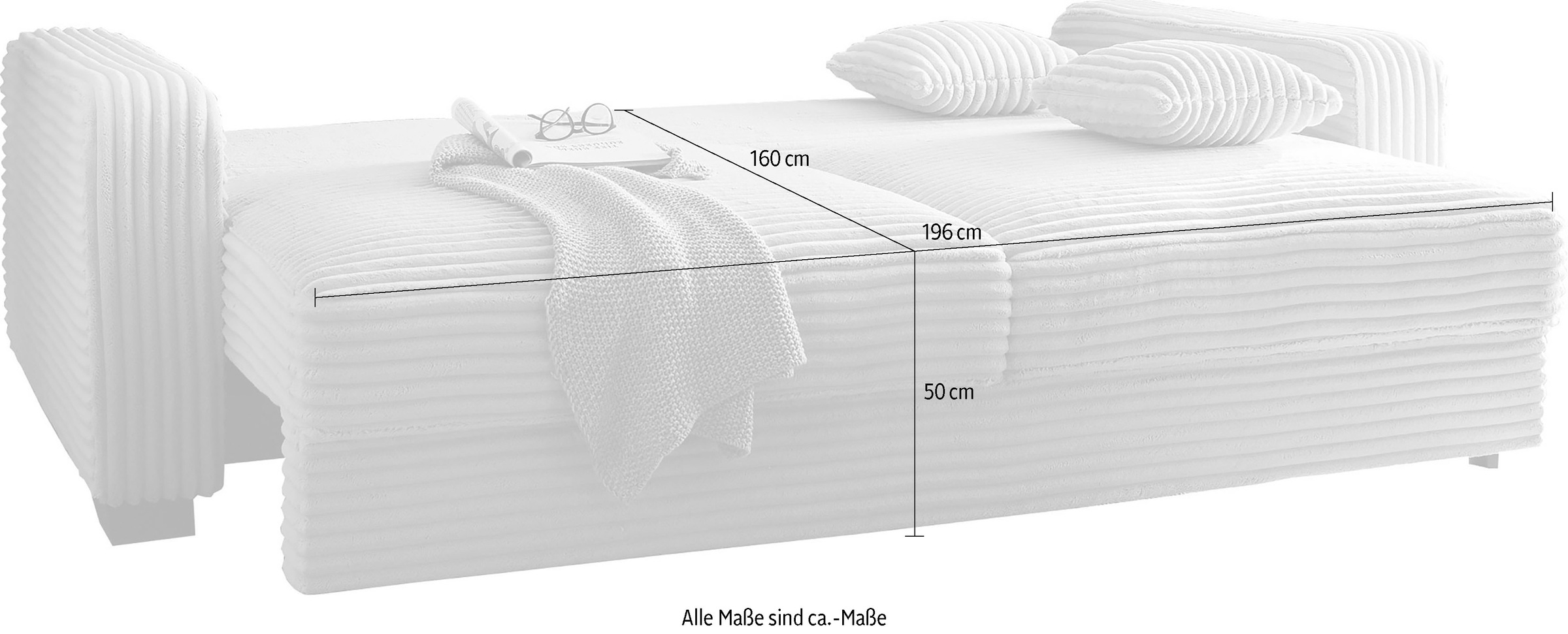 ED EXCITING DESIGN Schlafsofa »Carrara«, frei im Raum stellbar, mit Bettkasten, mit Schlaffunktion und 4 Kissen