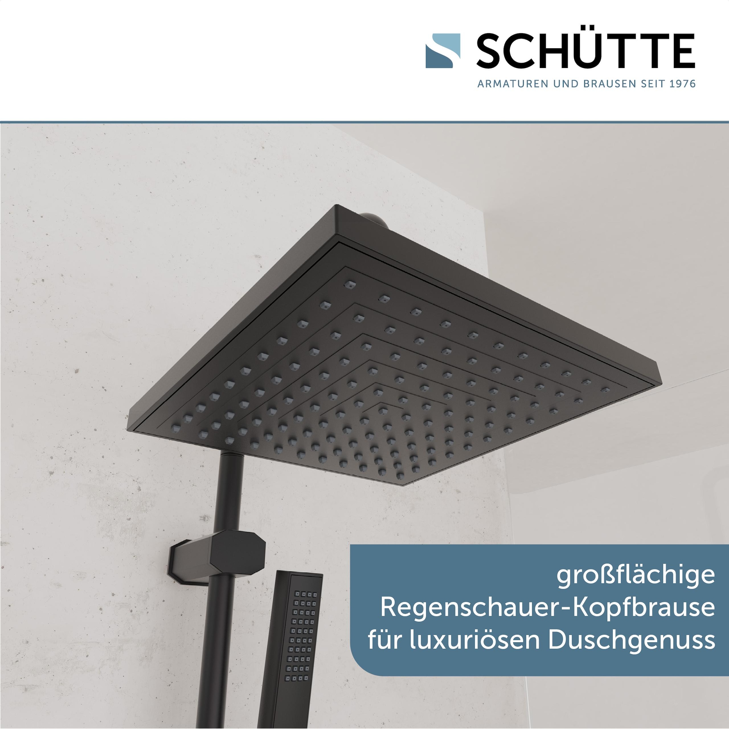 Schütte Duschsystem »TOKYO Überkopfbrause-Set, Schwarz matt«, (10 tlg.), matt schwarz