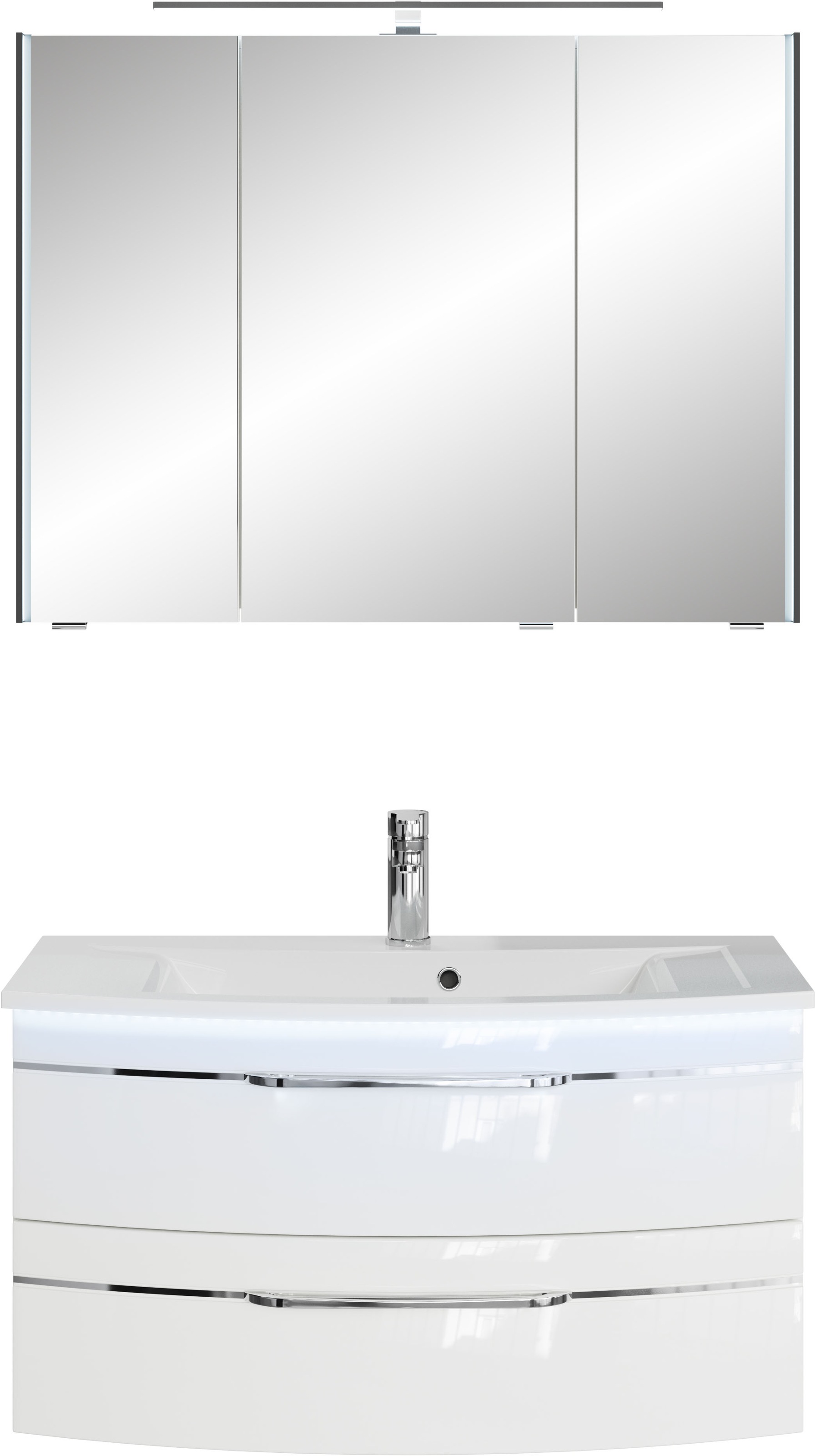 Saphir Badmöbel-Set »Serie 7045 2-teilig Mineralmarmor-Waschtisch mit LED-S günstig online kaufen