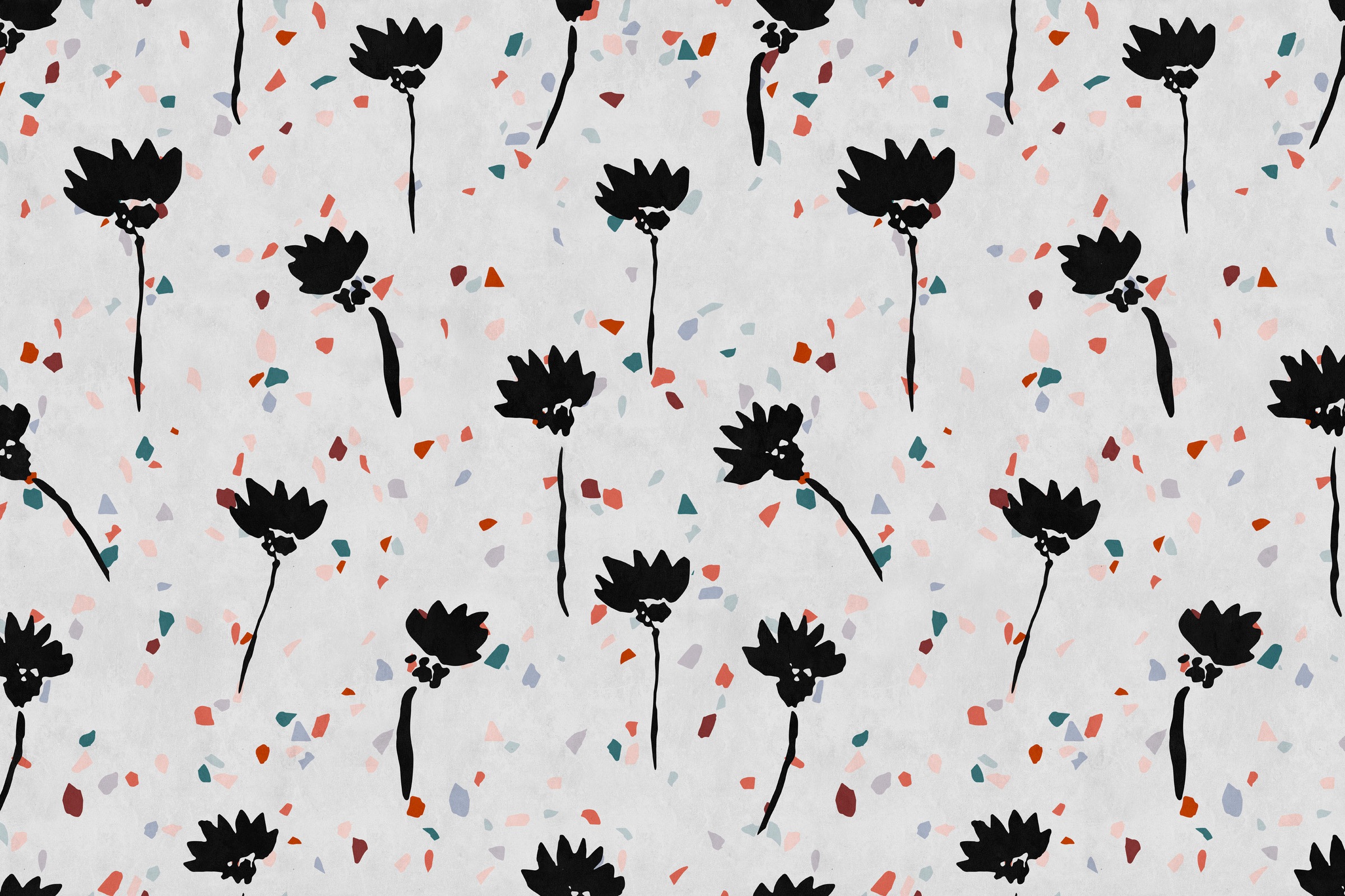 A.S. Création Leinwandbild »terrazzo«, Kunst-Blumen-Kinder, (1 St.), Keilrahmen Abstrakt Blumen Bunt Grau Leinwand-Bild Wohnzimmer modern