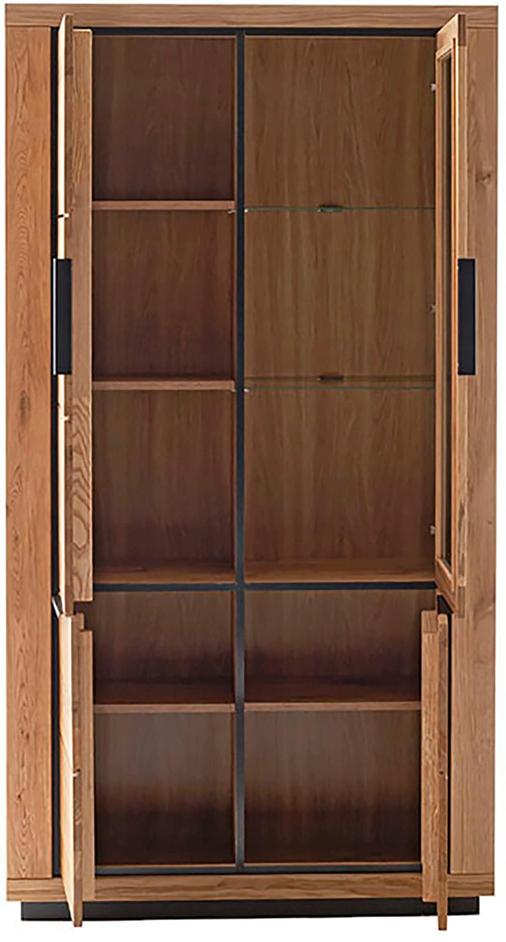 MCA living Vitrine »GRENO Vitrine groß«, (1 St.), aus massiver Wildeiche, Metallgriffe, Breite 107 cm