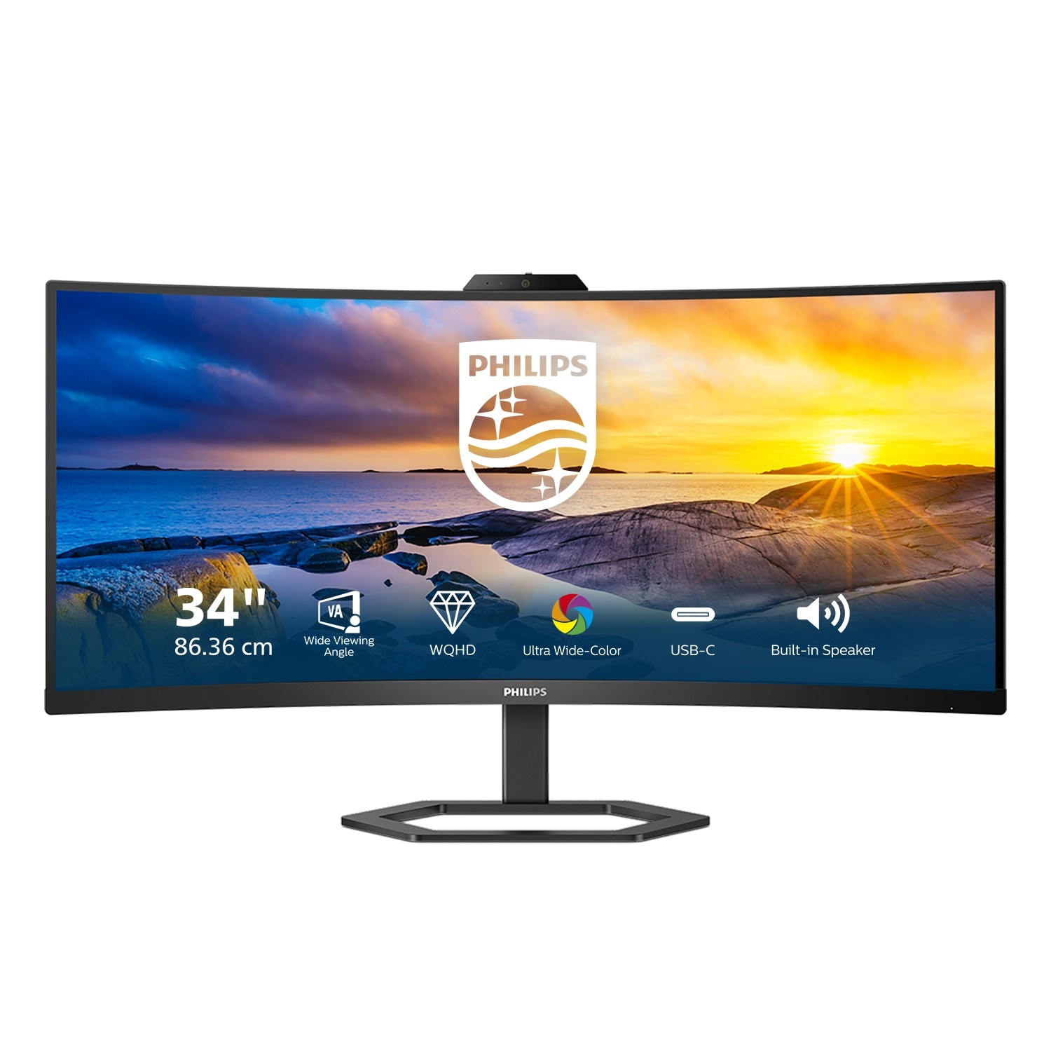 Philips LCD-Monitor »34E1C5600HE«, 86 cm/34 Zoll, 3440 x 1440 px, 1 ms Reaktionszeit, 100 Hz, mit Windows Hello-Webcam