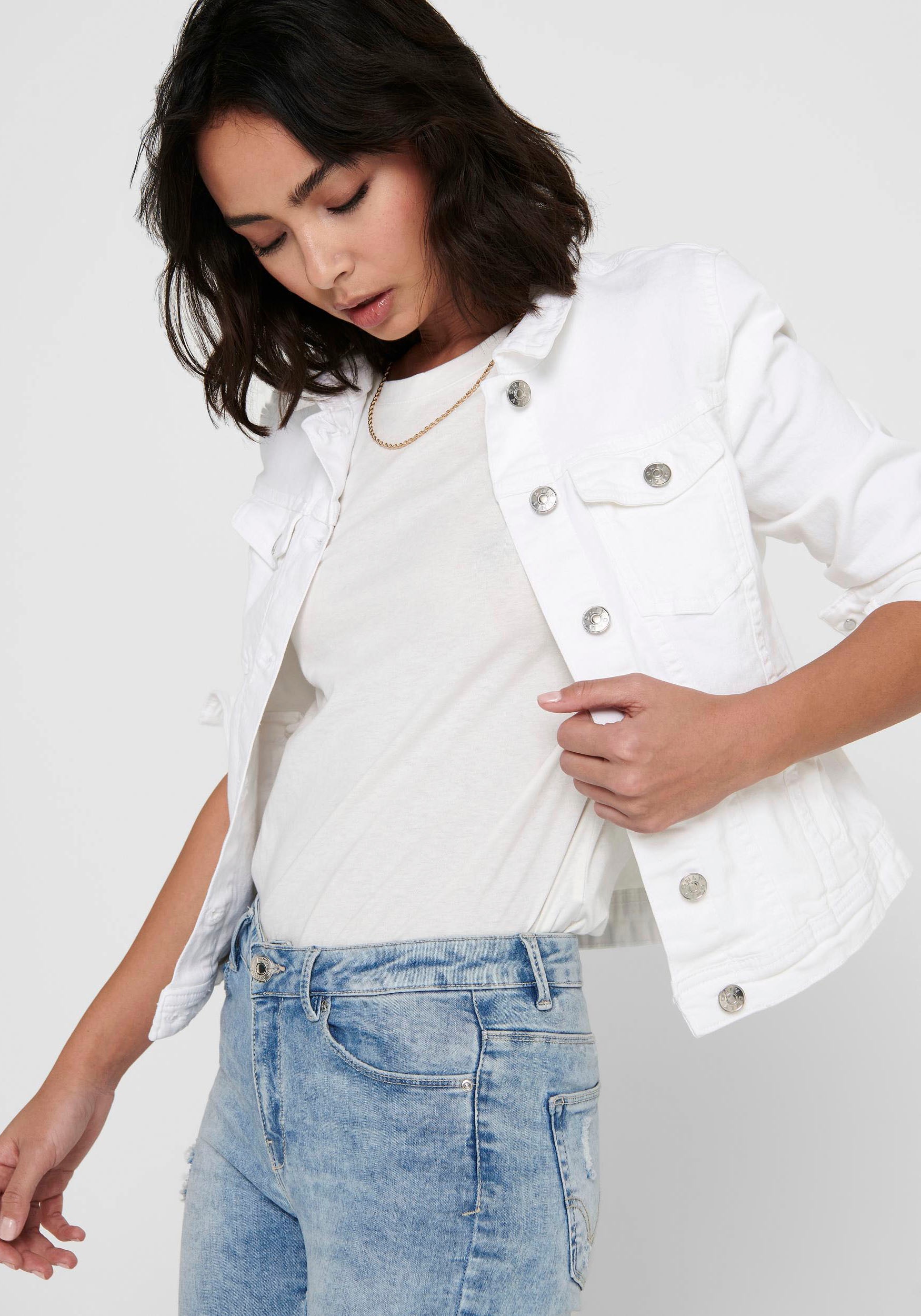 ONLY Jeansjacke »ONLTIA DNM JACKET COL PIM NOOS«, in kurzer Form