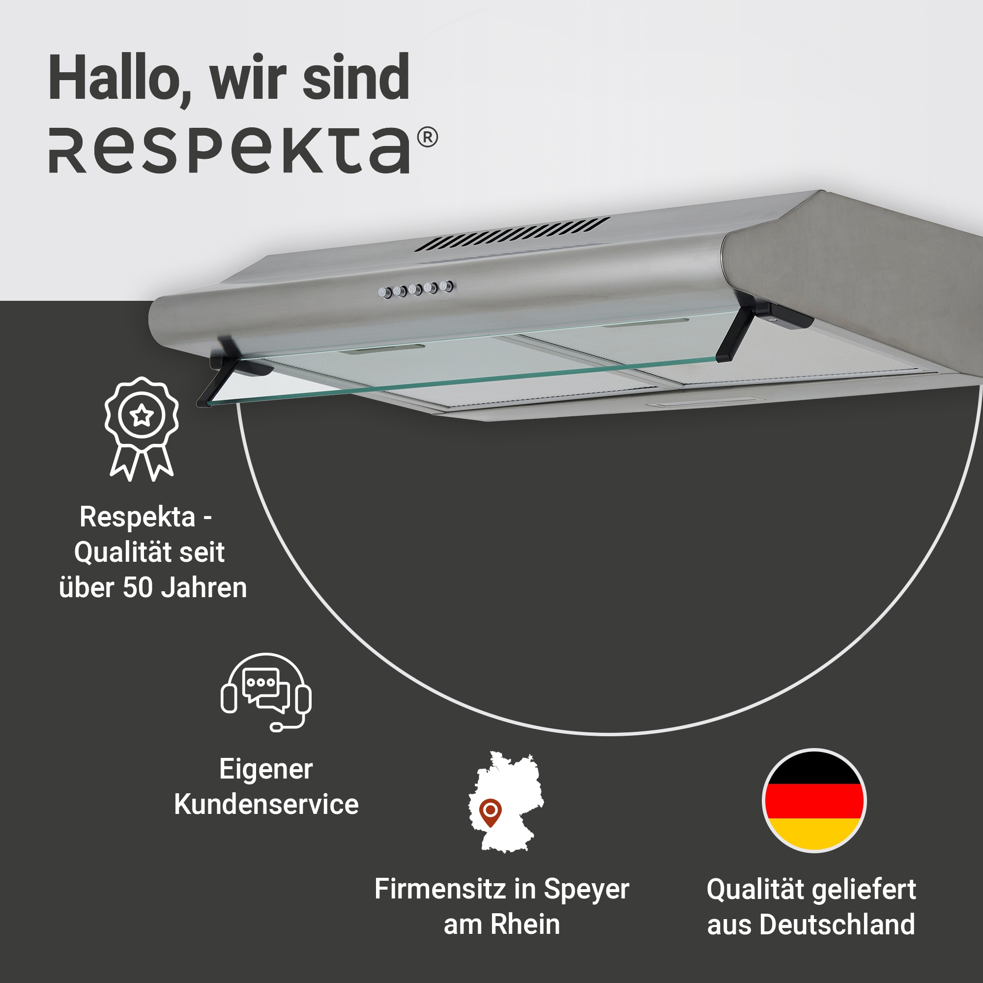 RESPEKTA Unterbauhaube »CH 1259 IXC N«, Serie Tilla, 60 cm, 3 Leistungsstufen, LED-Beleuchtung, Ab- und Umluftfähig