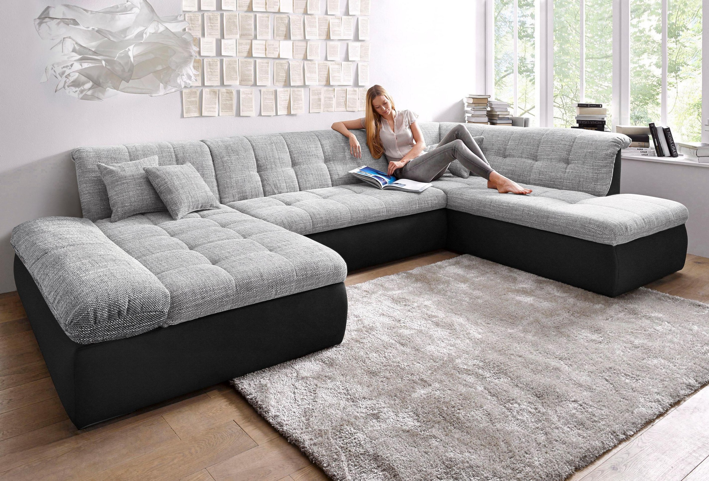DOMO collection Wohnlandschaft »Moric U-Form, auch in Cord, Breite 353cm, v günstig online kaufen