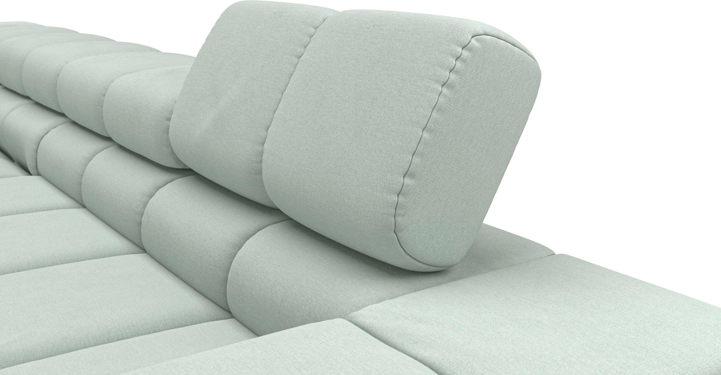INOSIGN Ecksofa »Ancona New, wahlweise motorische Sitztiefenverstellung, auch in Cord«, feine Steppung, mit Kopfteilverstellung, 3 Zierkissen, L-Form