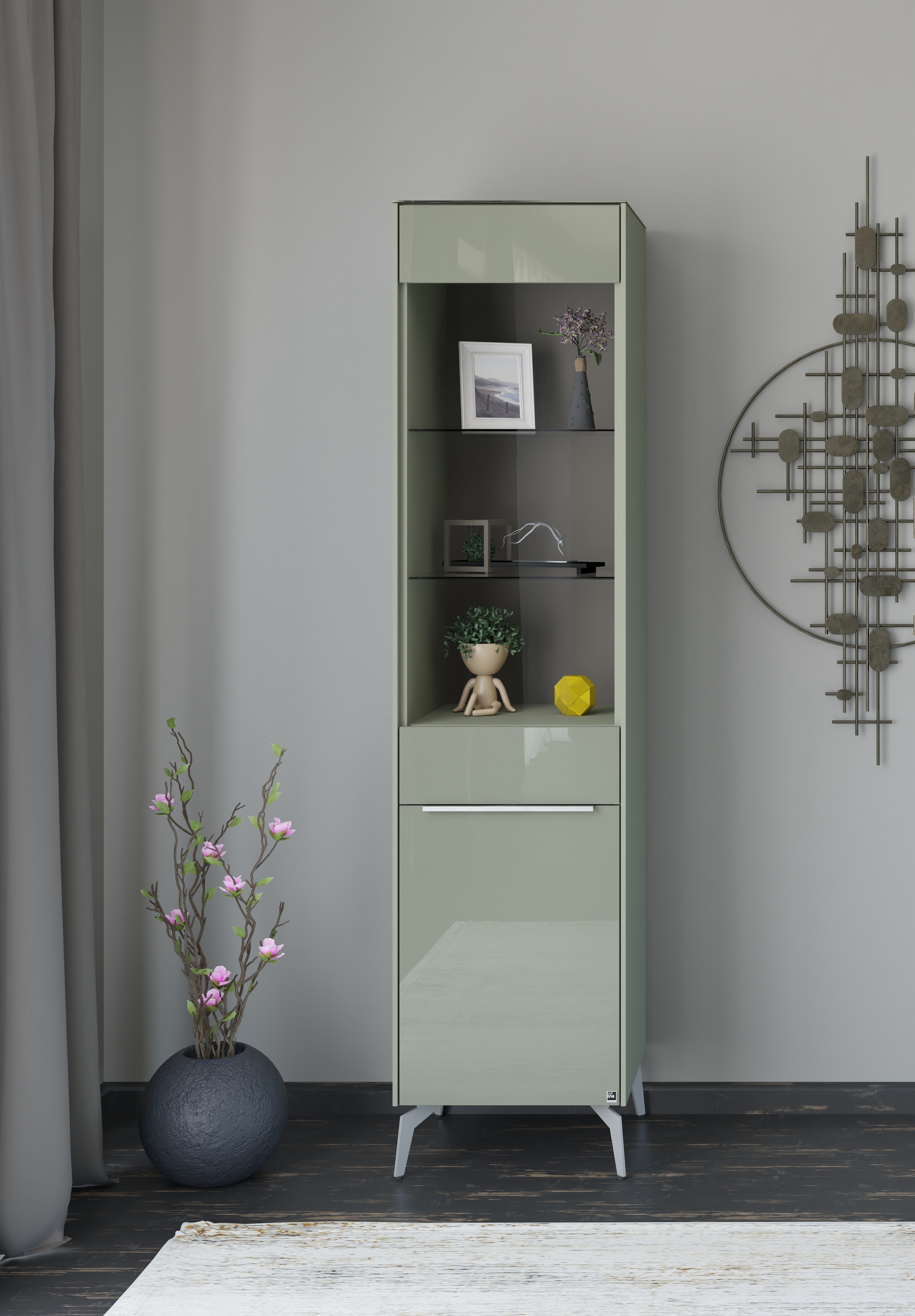 set one by Musterring Standvitrine »Reno« 1 Stk. tlg. Mit Winkelfuß in diversen Farben, 200 cm Höhe & Farbauswahl