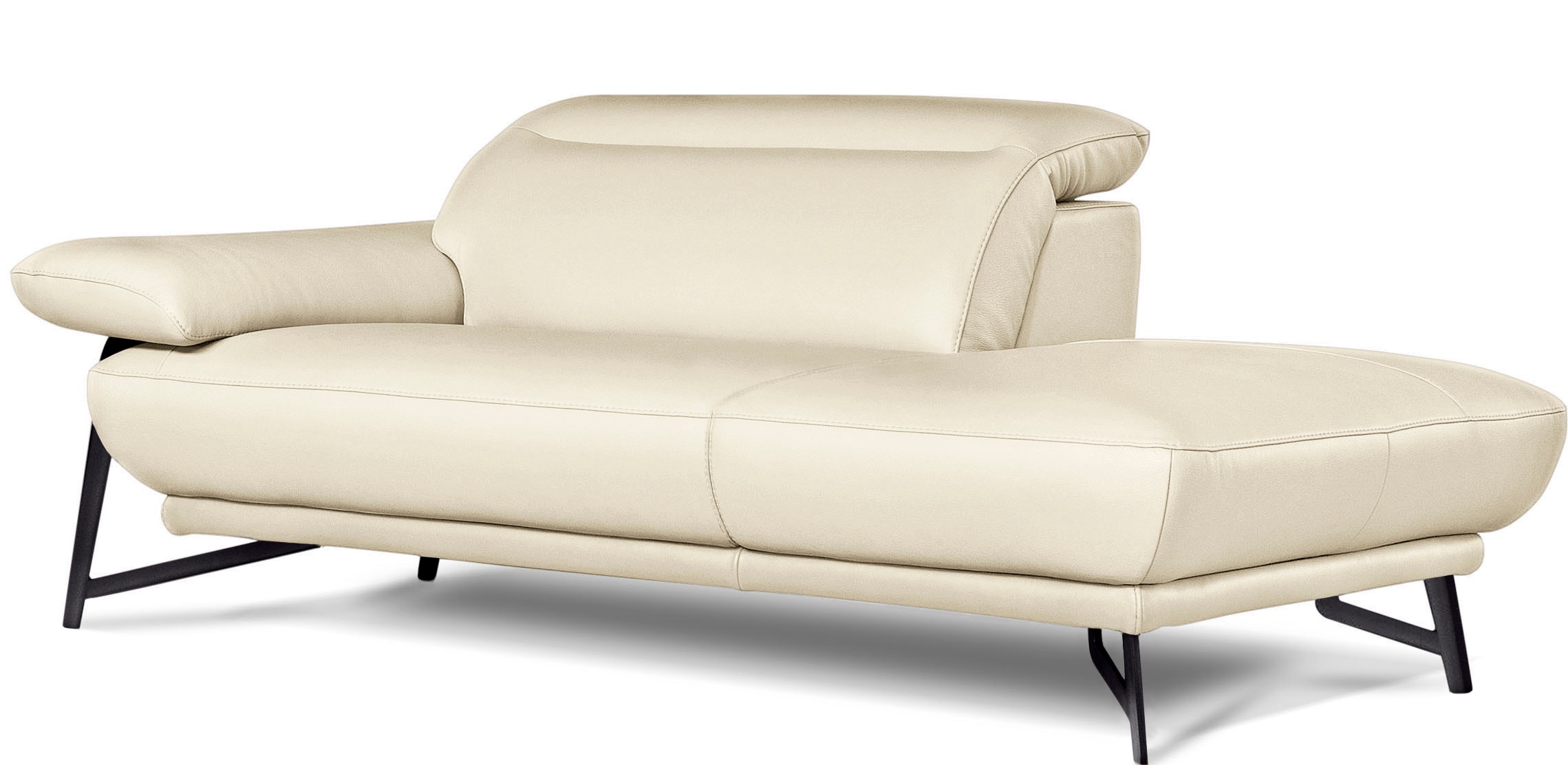 Egoitaliano Ottomane »Anais, erstklassiges Designsofa, Breite 179 cm, Fußfarbe schattengrau«, Kopfteil verstellbar, Leder BULL, cremeweiß