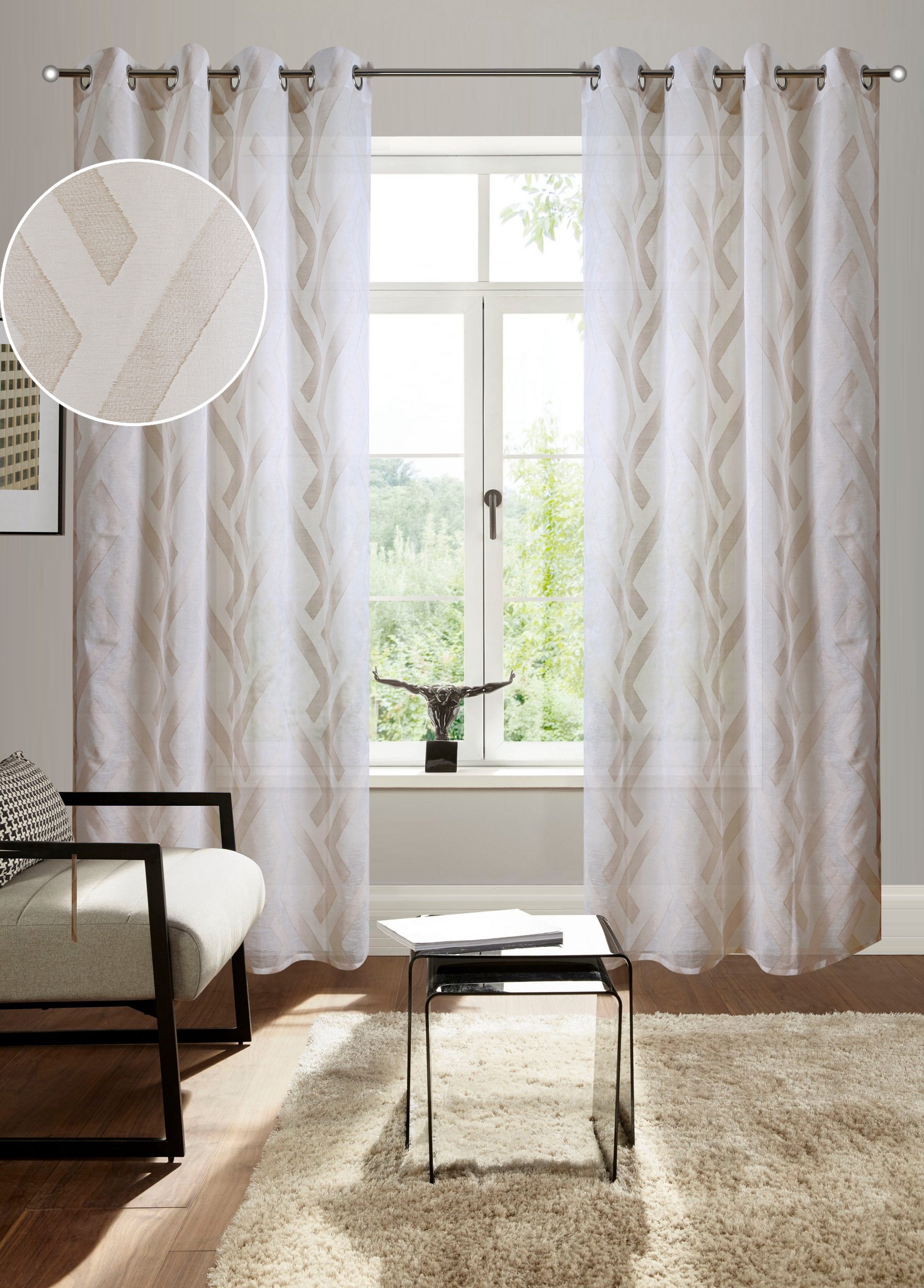 Bruno Banani Gardine »Lynn« Ösen 1 Stk. tlg. schöner Schal, Scherli, zeitlo günstig online kaufen