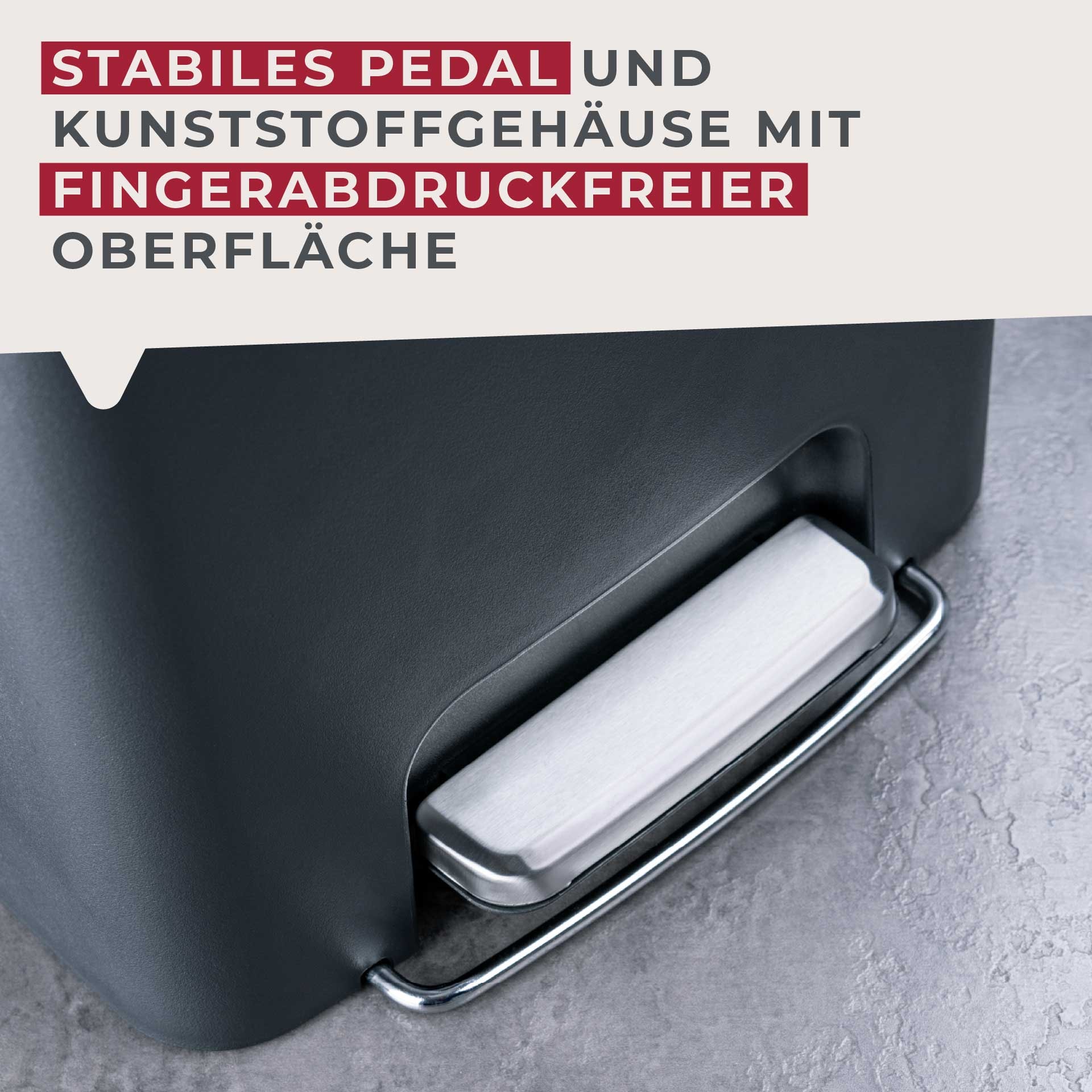 FACKELMANN Mülleimer »SEATTLE, Pedal-Abfalleimer 45L« 1 Behälter stilvoller Mülleimer mit Soft-Close System & robustem Pedal