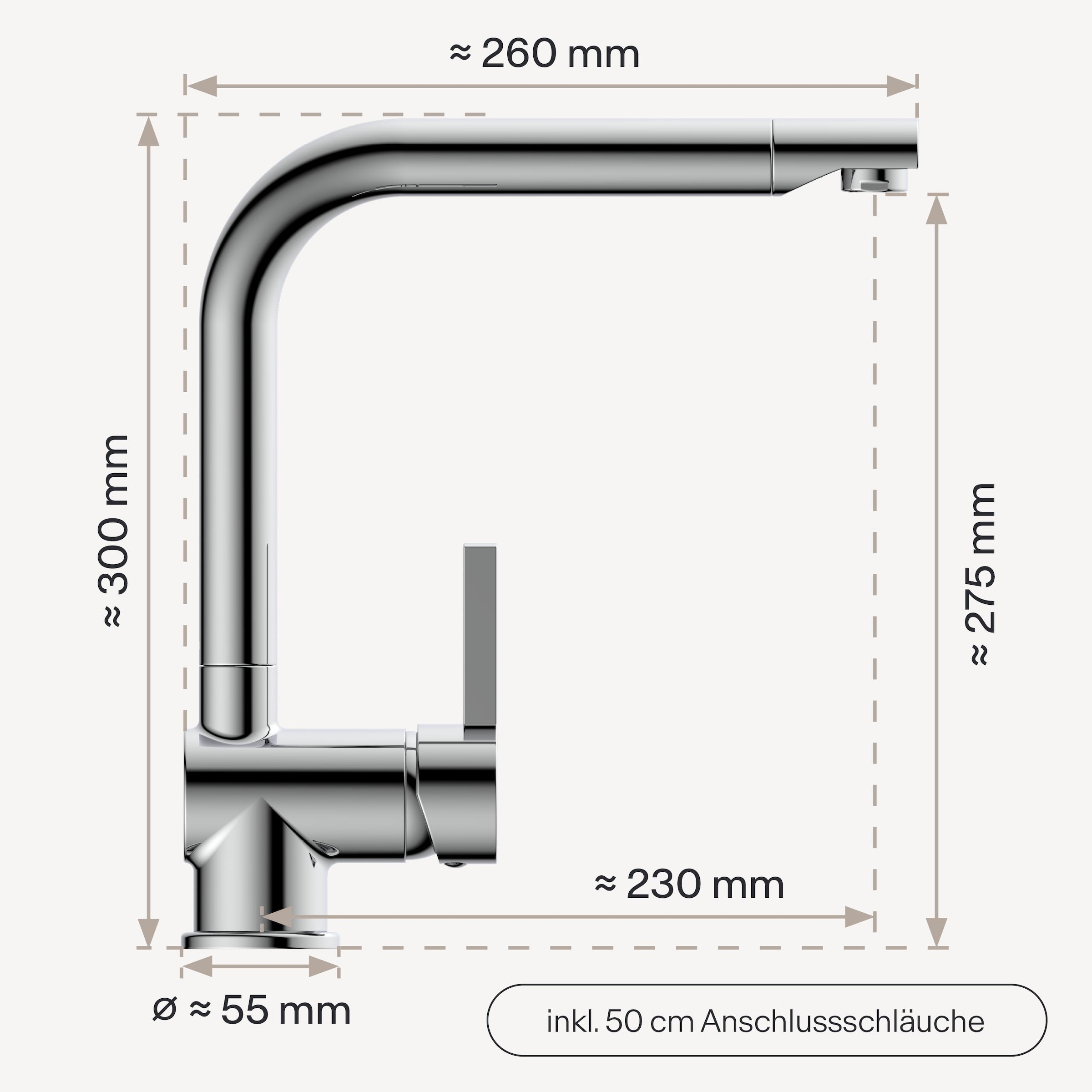 WASSERWERK Spültischarmatur »WK 4, Wasserhahn, Küche, Einhebelmischer«
