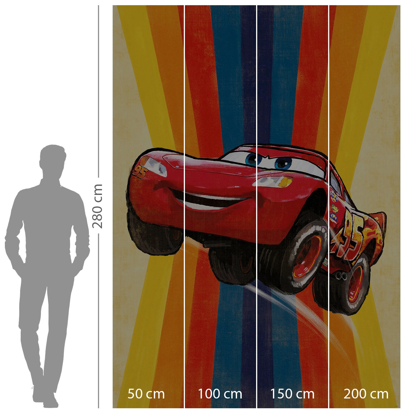 Komar Vliestapete »Digitaldruck Vlies - Cars Jump - Größe 200 x 280 cm«, bedruckt, Kinderzimmer
