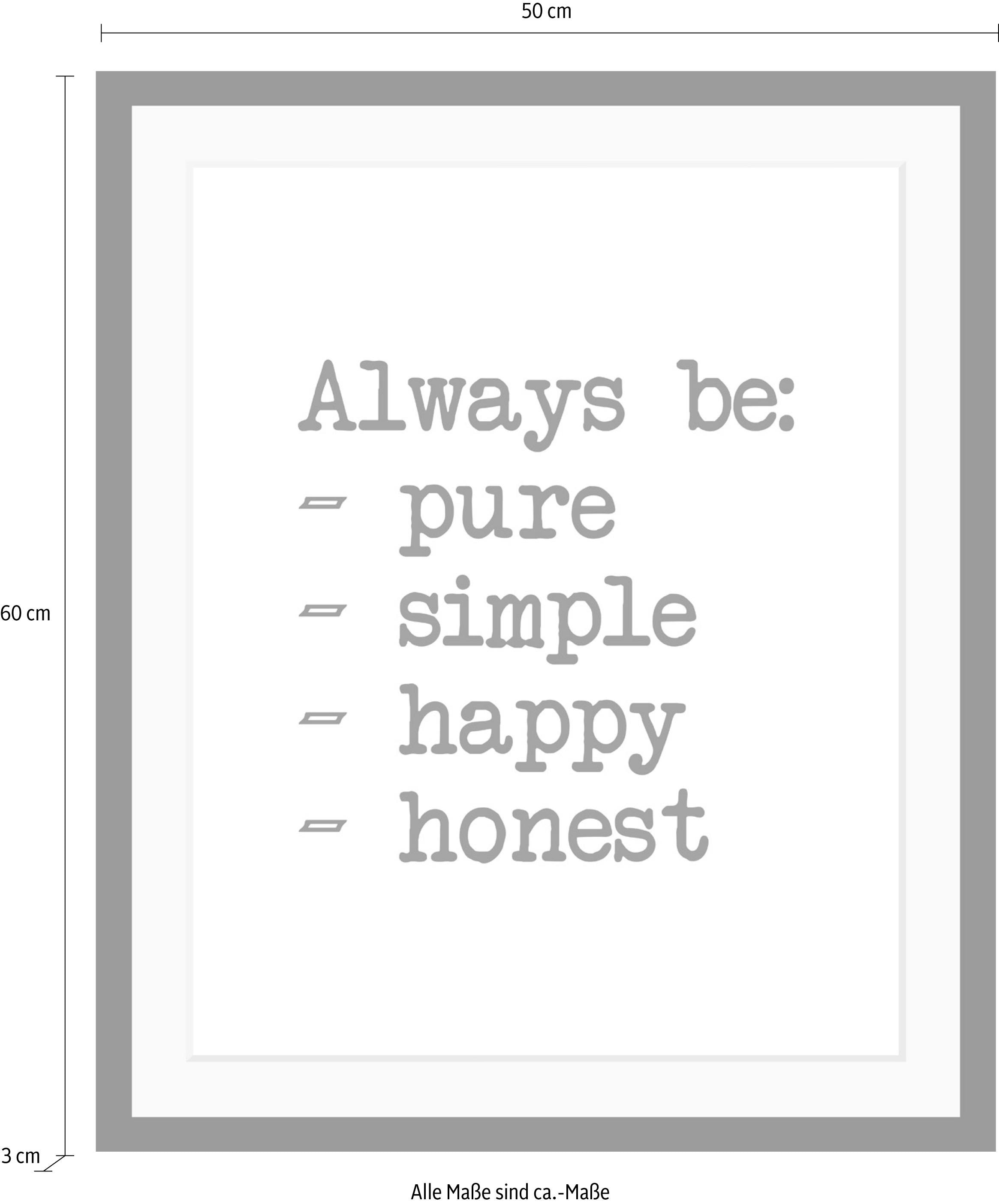 queence Bild »Aufzählung«, Schwarz-Weiß-Schriftzug-Motivationsbilder, HD Premium Poster-Druck inkl. Holzrahmen