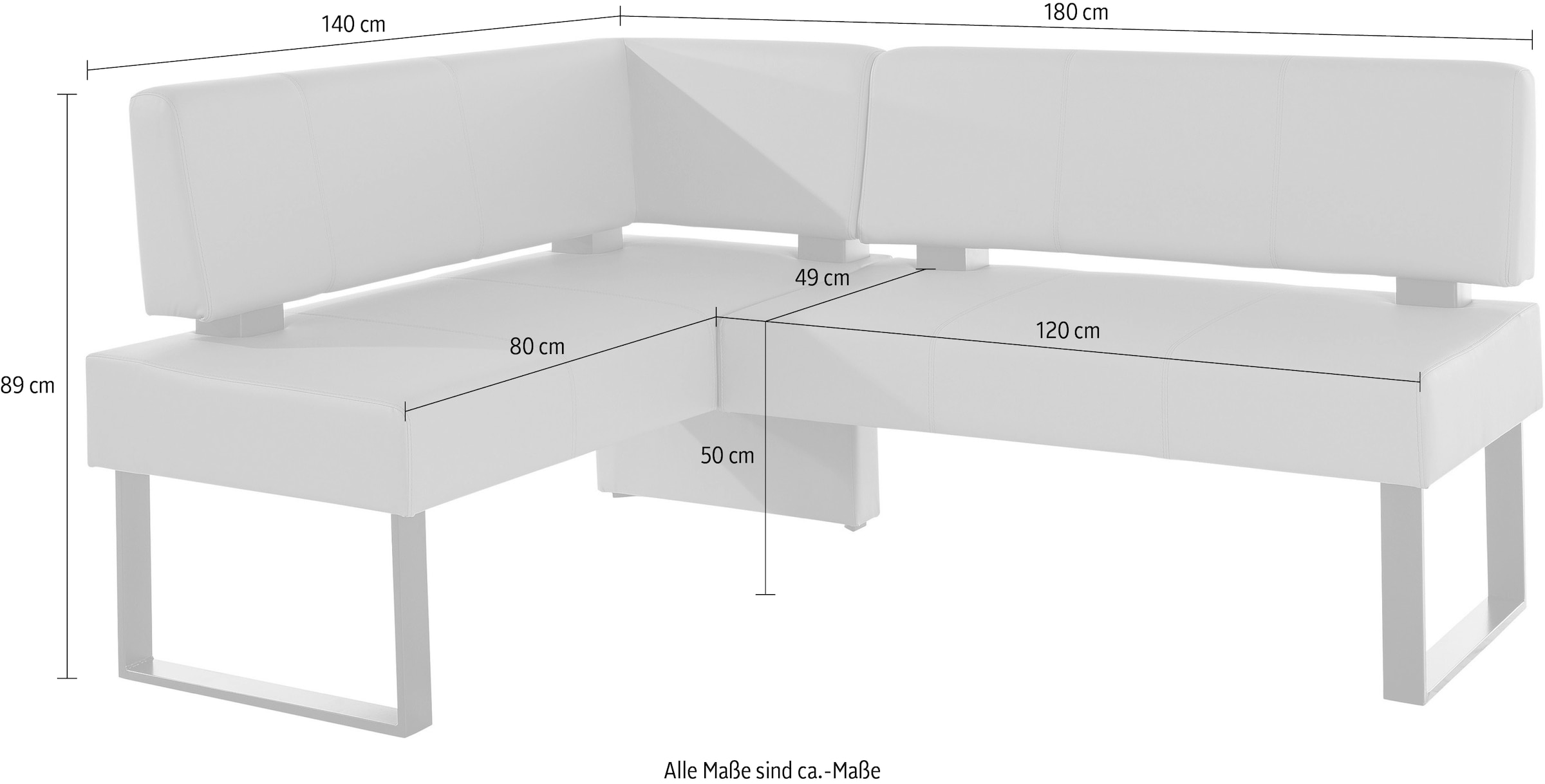 Home affaire Eckbank »Oliver mit Metallgestell, Küchenbank« verschiedene Bezüge Cord Esszimmerbank OTTOs Choice