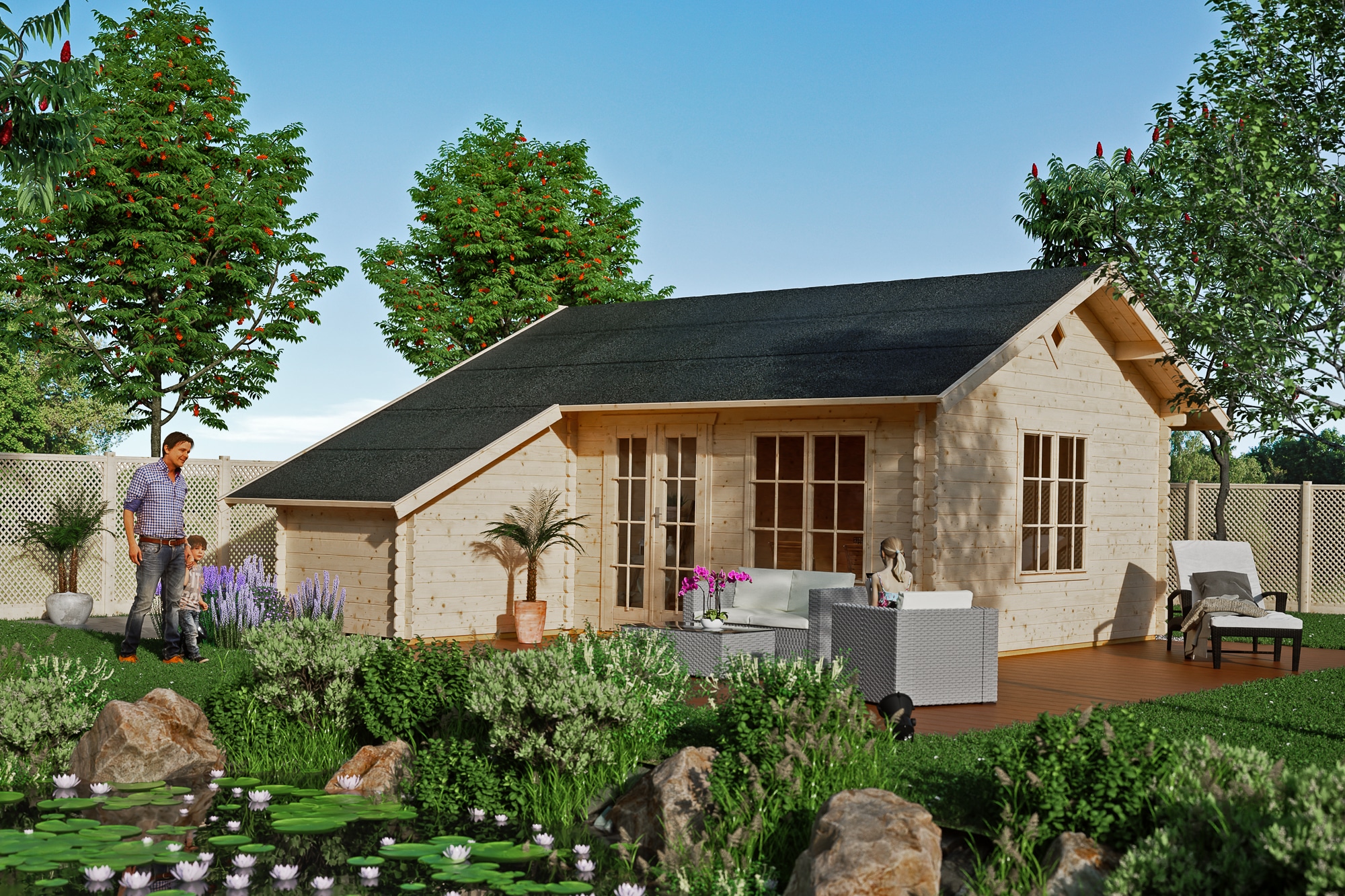 Skanholz Gartenhaus »Esbjerg 3«, mit Anbauschuppen