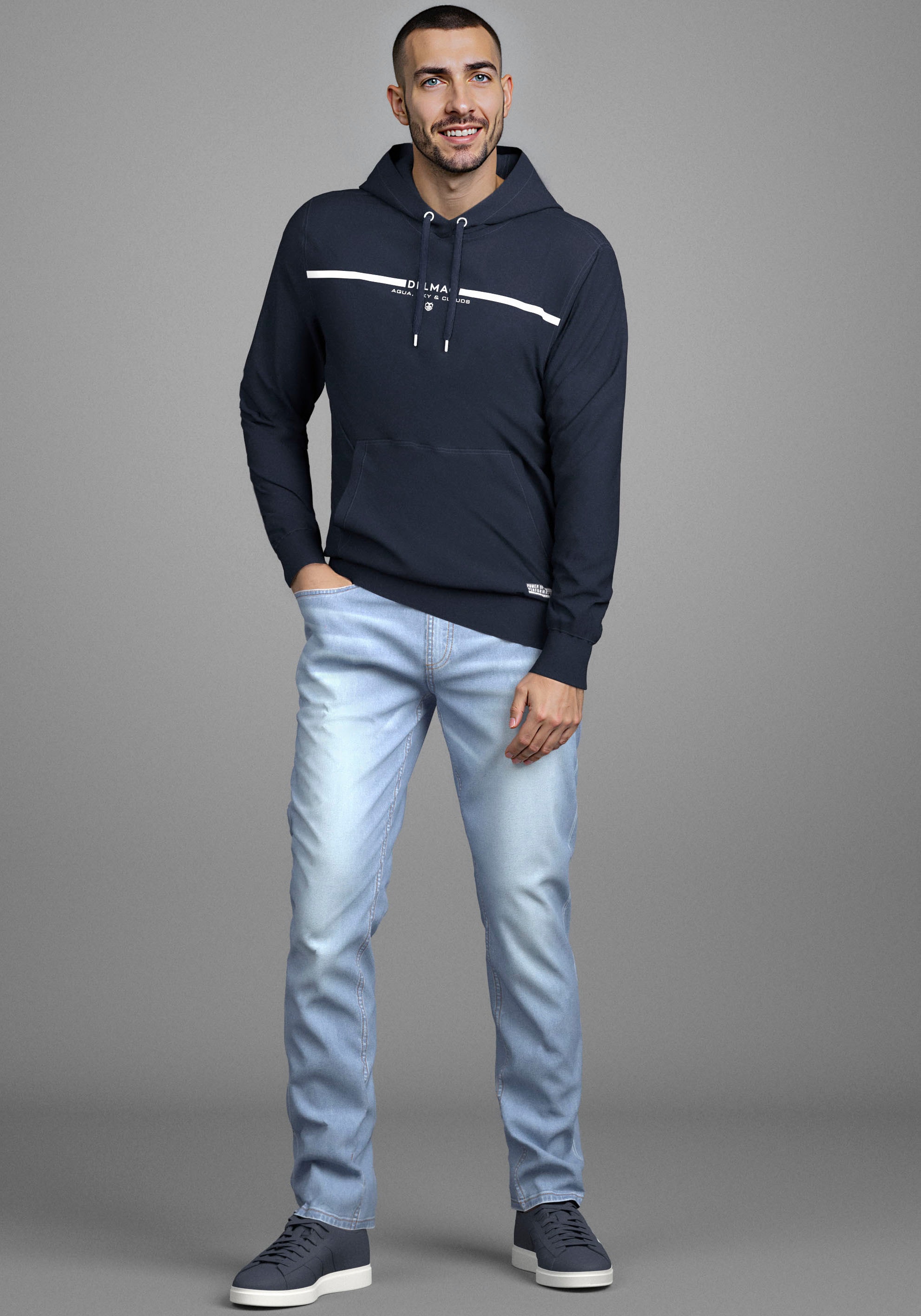 DELMAO Kapuzensweatshirt Langarm, lockere Passform, mit Print, mit Kapuze